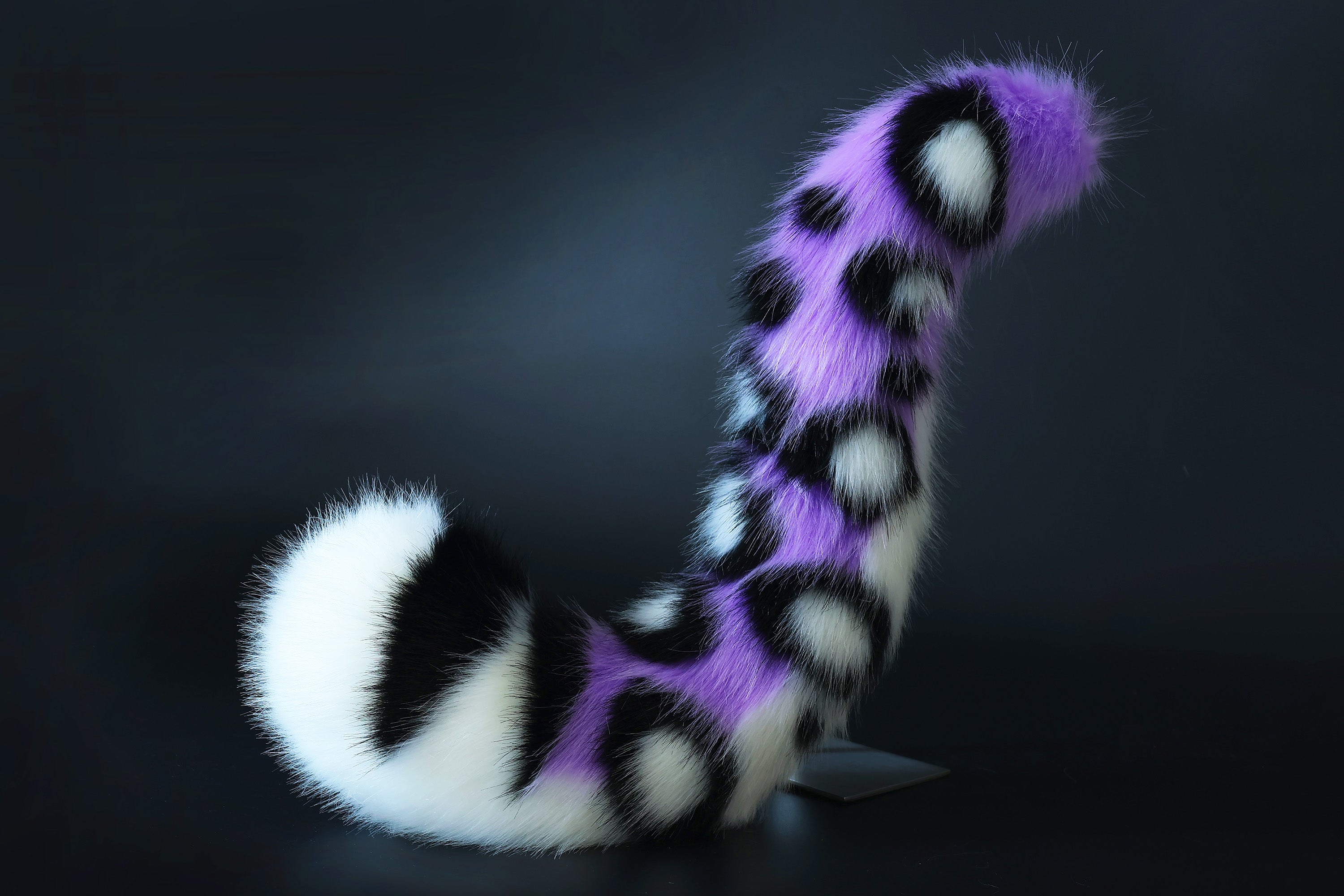 Realistic faux fur purple snow leopard ear and tail set anime cosplay leopard tail and ear petplay halloween animal role playing kemonomimi