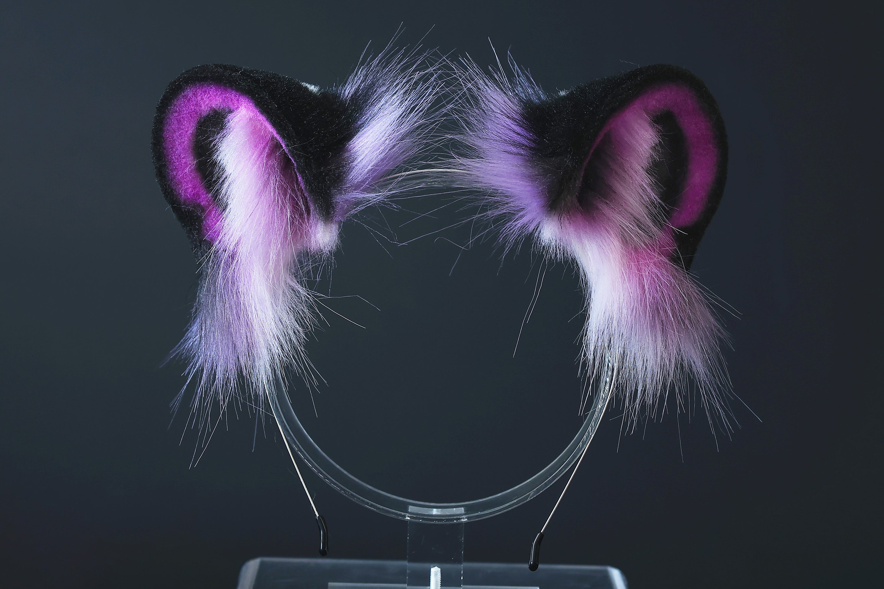 Realistic faux fur purple snow leopard ear and tail set anime cosplay leopard tail and ear petplay halloween animal role playing kemonomimi