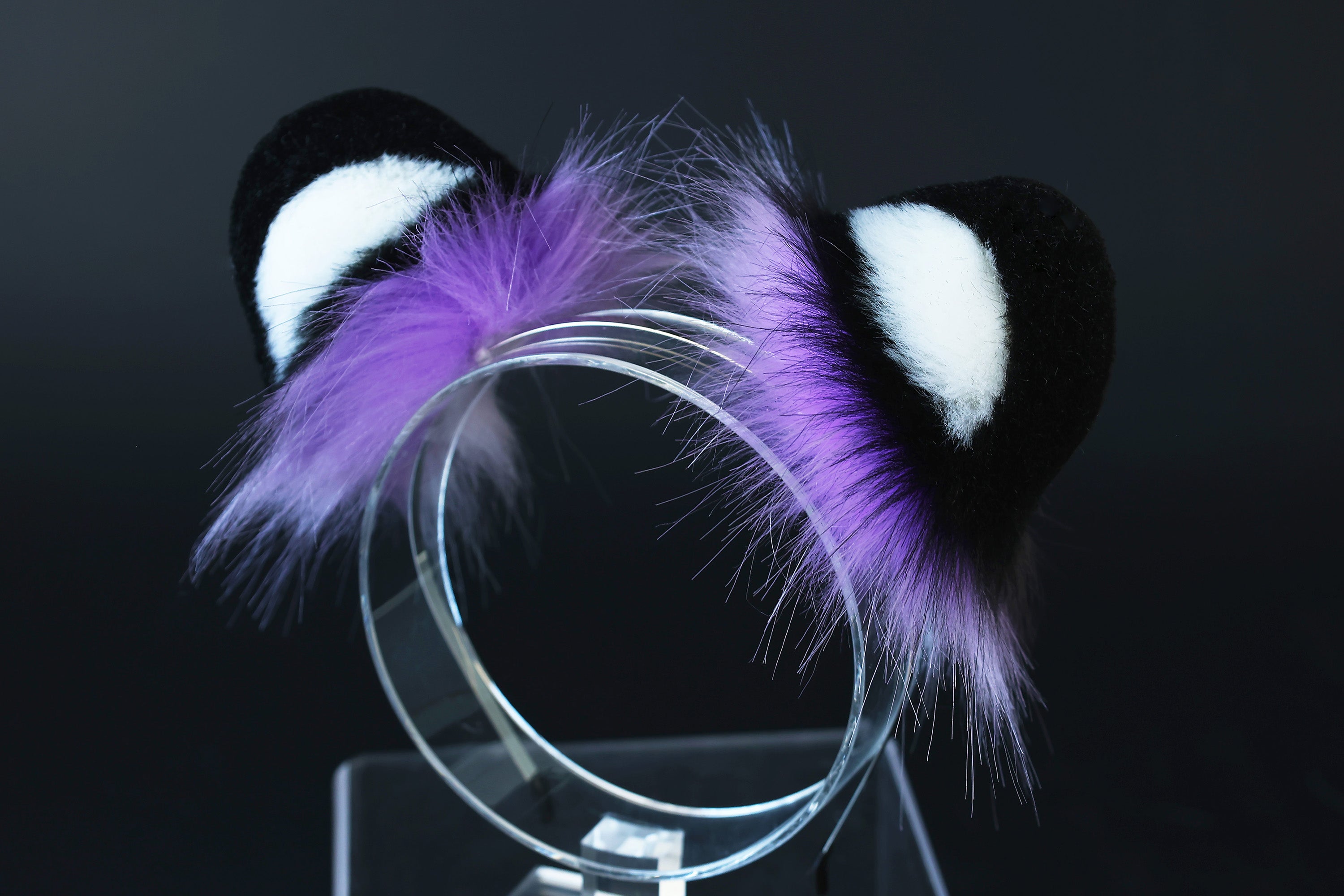 Realistic faux fur purple snow leopard ear and tail set anime cosplay leopard tail and ear petplay halloween animal role playing kemonomimi