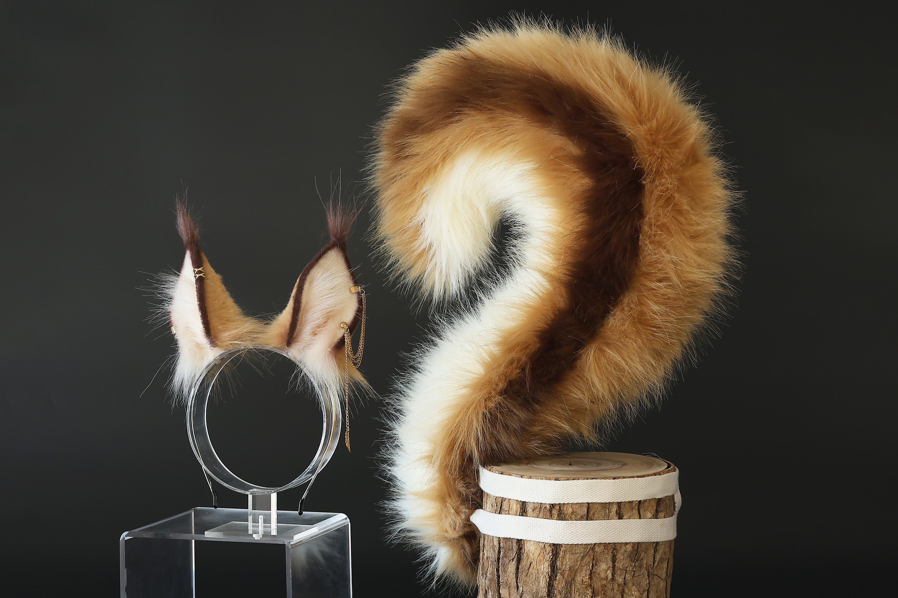 Realistic faux fur squirrel ear and tail butt plug tamias tail and ear squirrel therian animal cosplay furry squirrel kemonomimi chipmunks