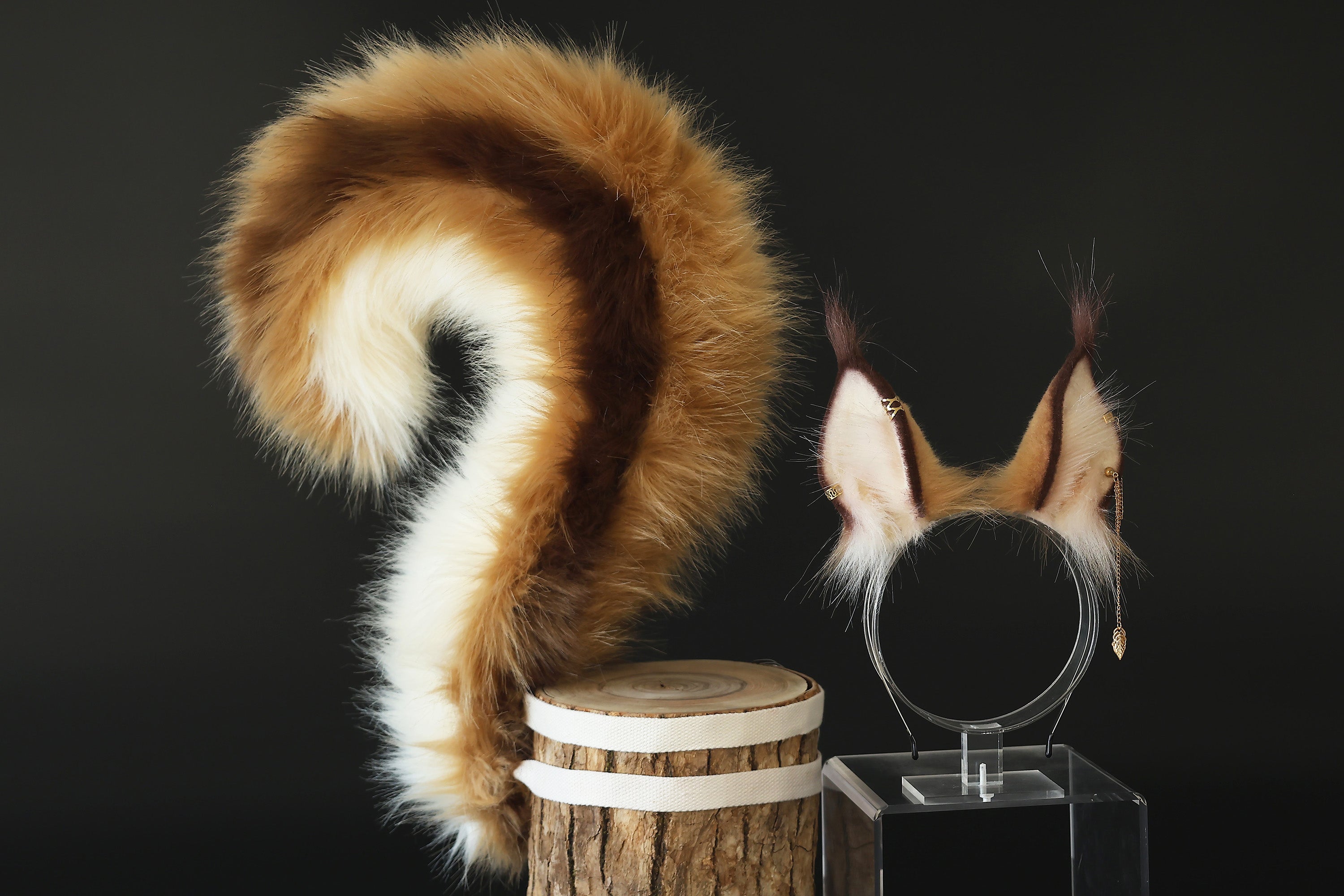 Realistic faux fur squirrel ear and tail butt plug tamias tail and ear squirrel therian animal cosplay furry squirrel kemonomimi chipmunks