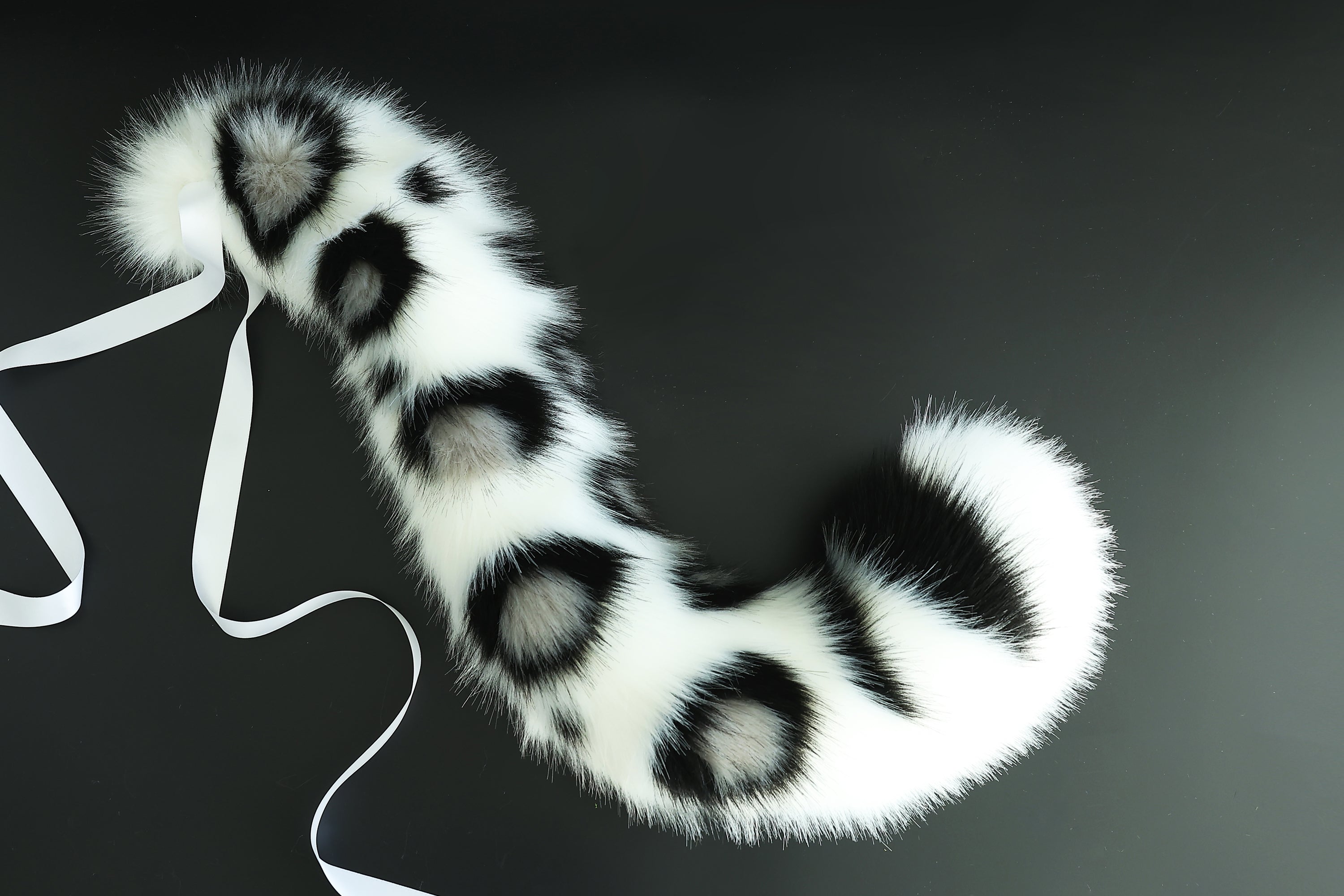 Realistic faux fur white gray snow leopard ear and tail set anime cosplay animal role playing