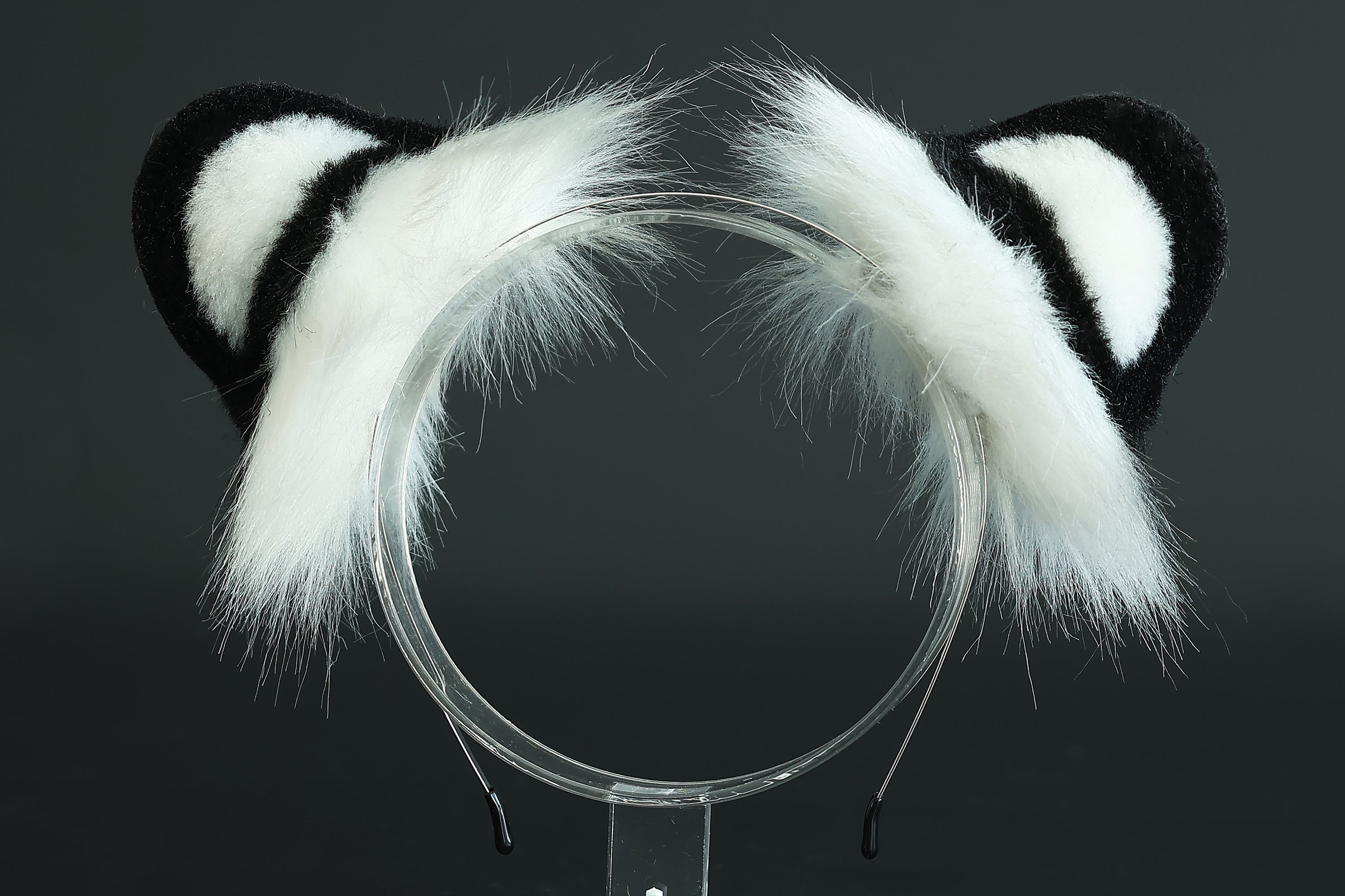 Realistic faux fur white gray snow leopard ear and tail set anime cosplay animal role playing