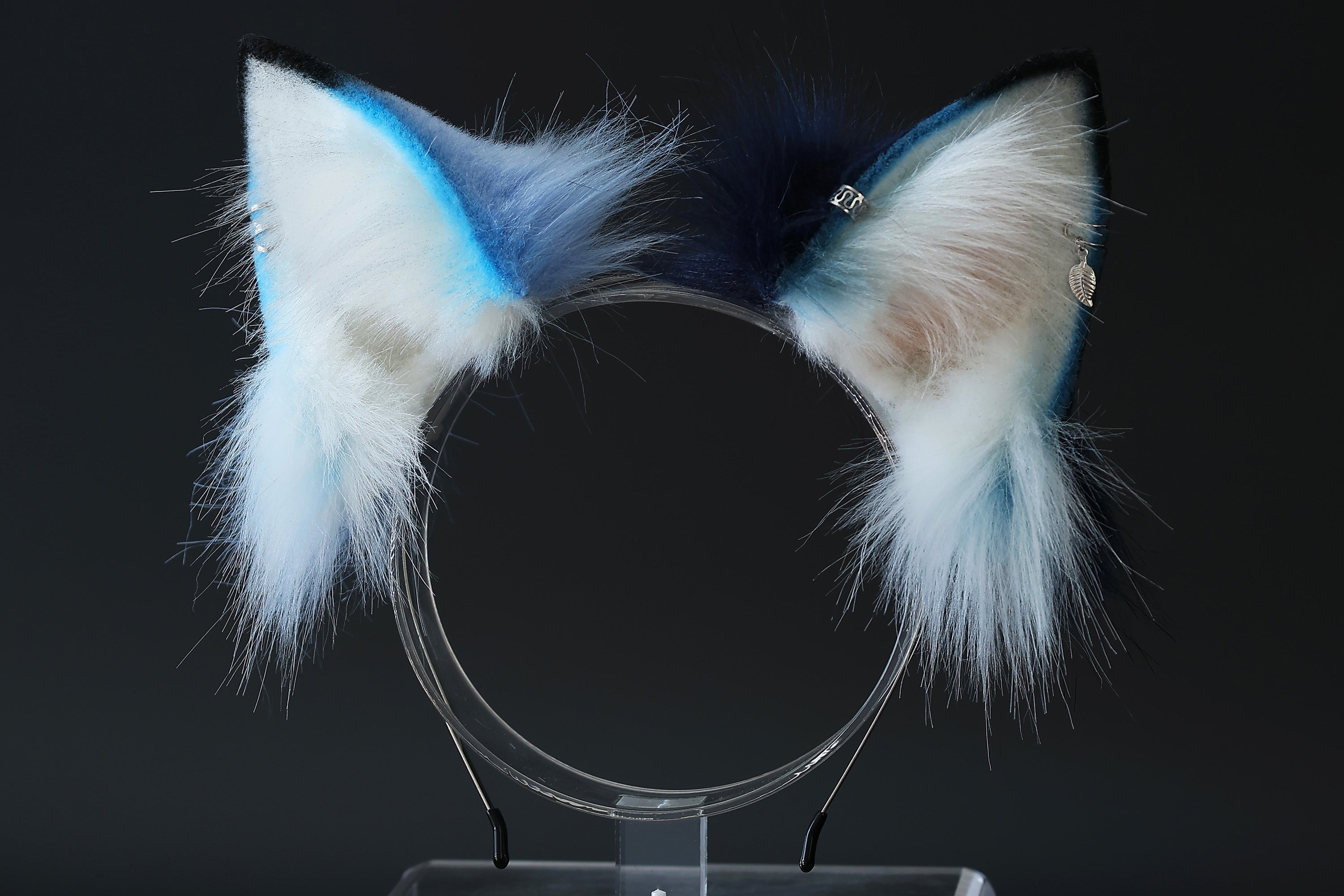 Realistic faux fur wolf ear and tail set blue splicing fox ear and tail butt plug anime cosplay cat ear and tail kitten therian fox tail kemonomimi