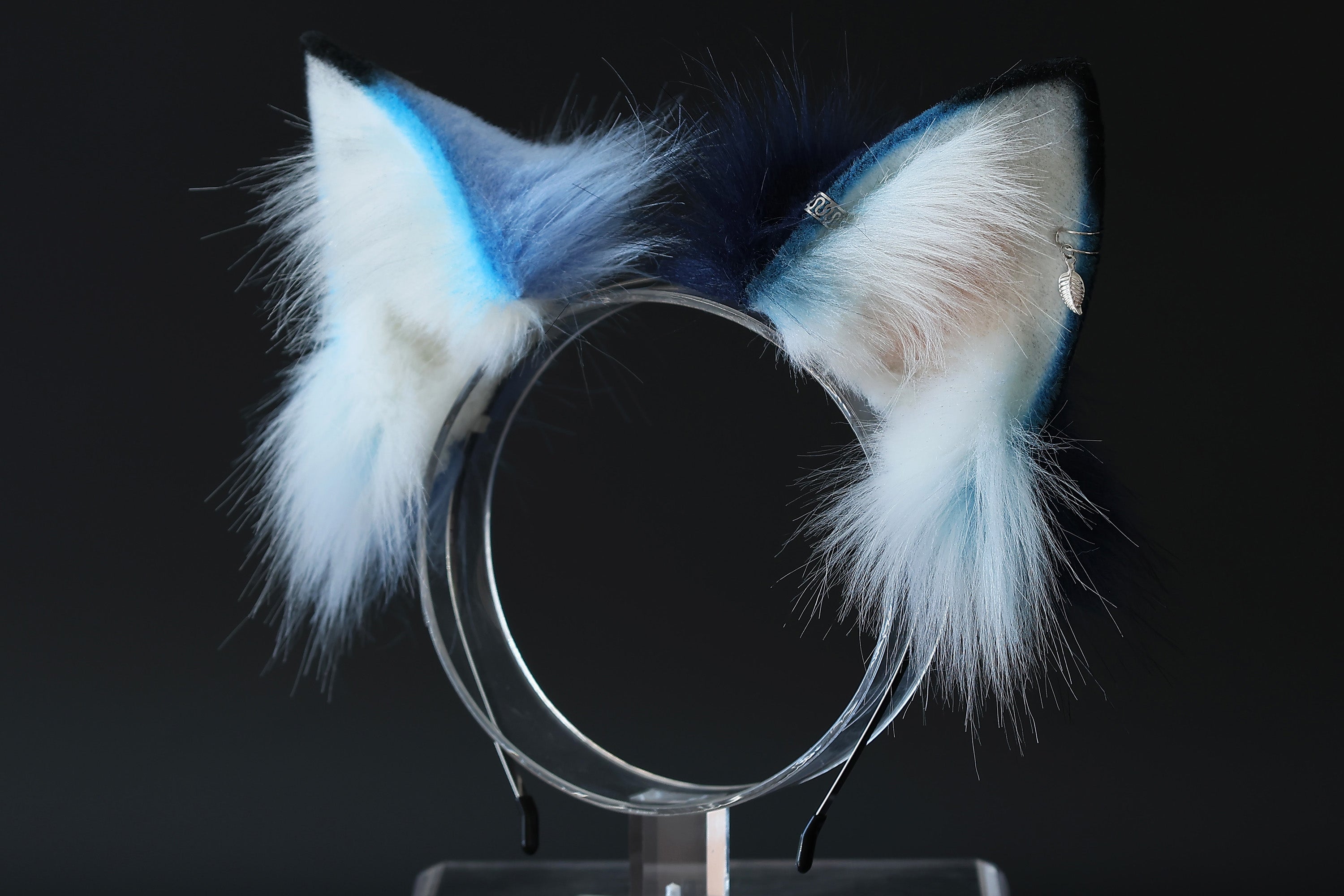 Realistic faux fur wolf ear and tail set blue splicing fox ear and tail butt plug anime cosplay cat ear and tail kitten therian fox tail kemonomimi