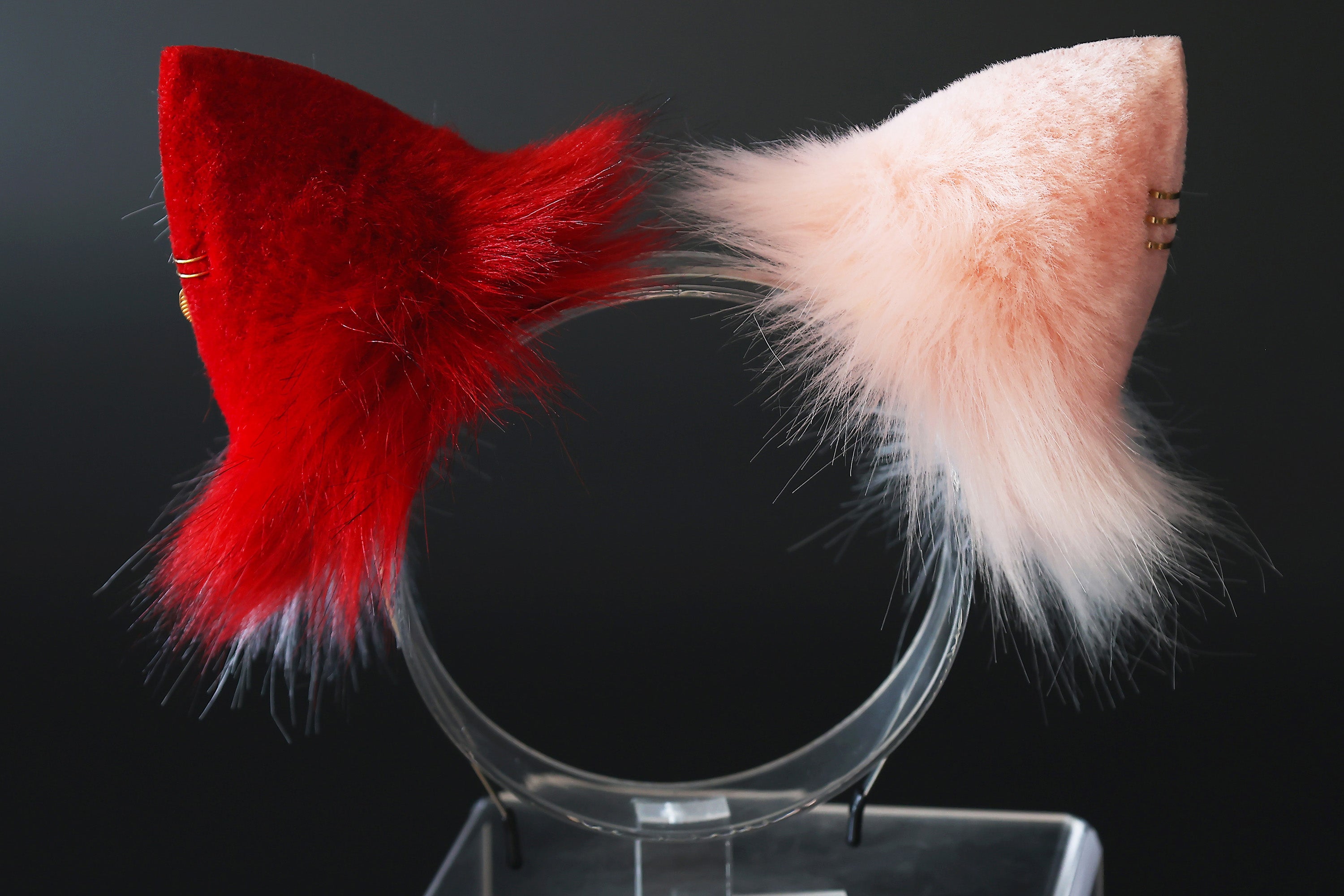 Realistic faux fur wolf ear and tail set pink splicing fox ear and tail anime cosplay cat ear and tail butt plug kitten therian fox tail kemonomimi
