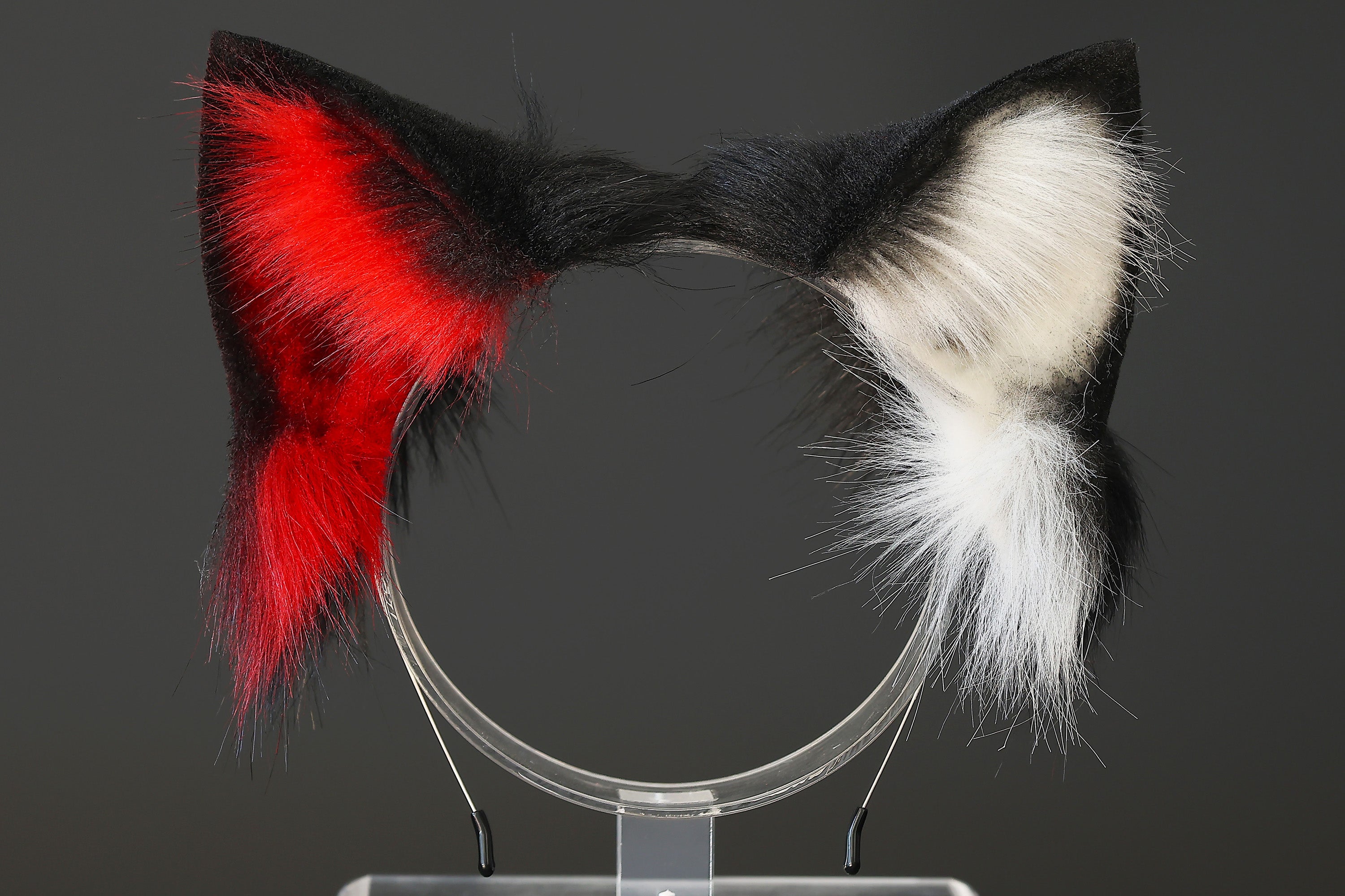 Realistic red black faux fur cat ears and tail butt plug kitten ears and tail kittenplay anime cosplay petplay ear tail kitten kemonomimi cat therian