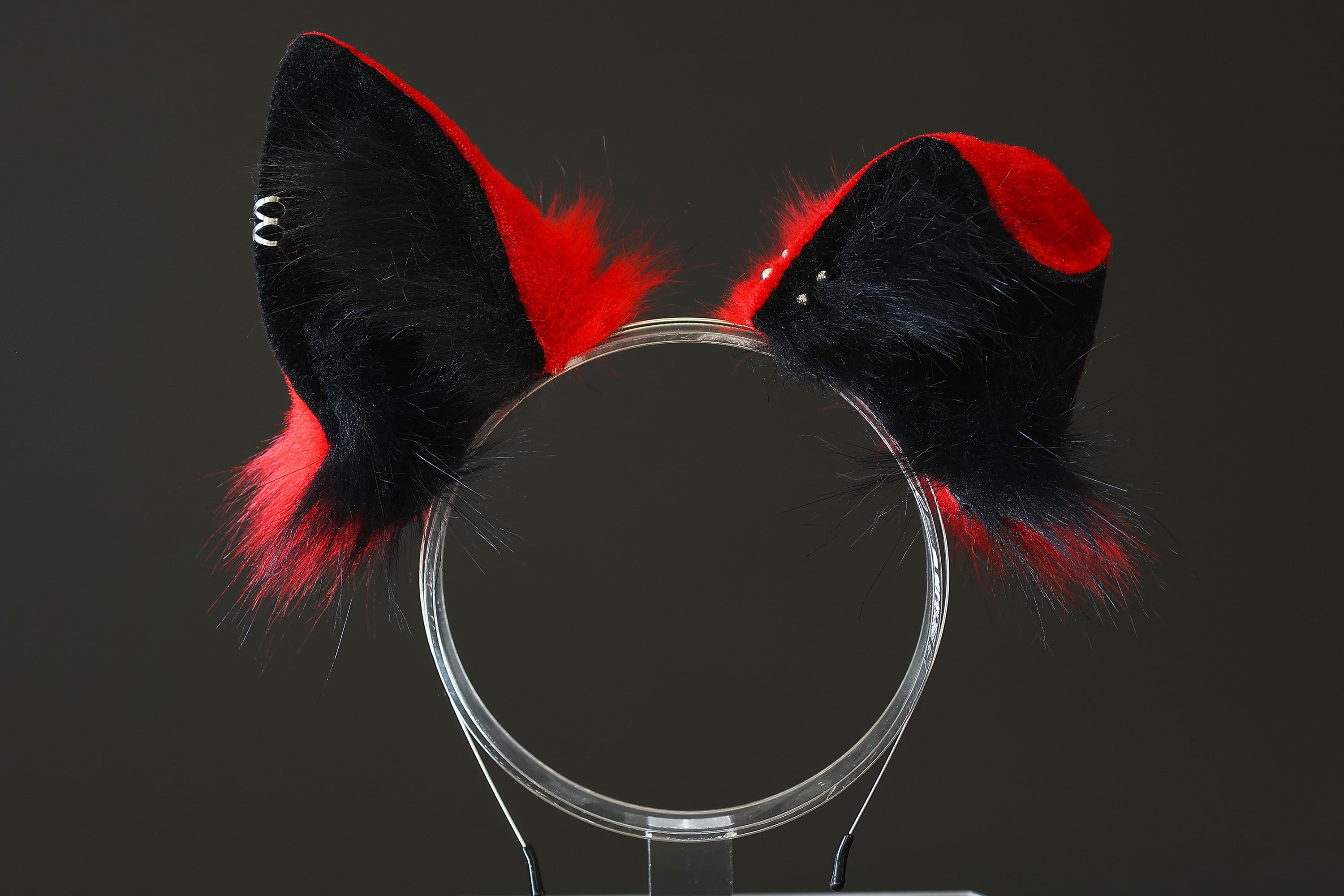 Red black faux fur shepherd dog tail and ear set Shiba Inu dog ear and tail butt plug anime cosplay therian puppy ear and tail puppy girl kemonomimi