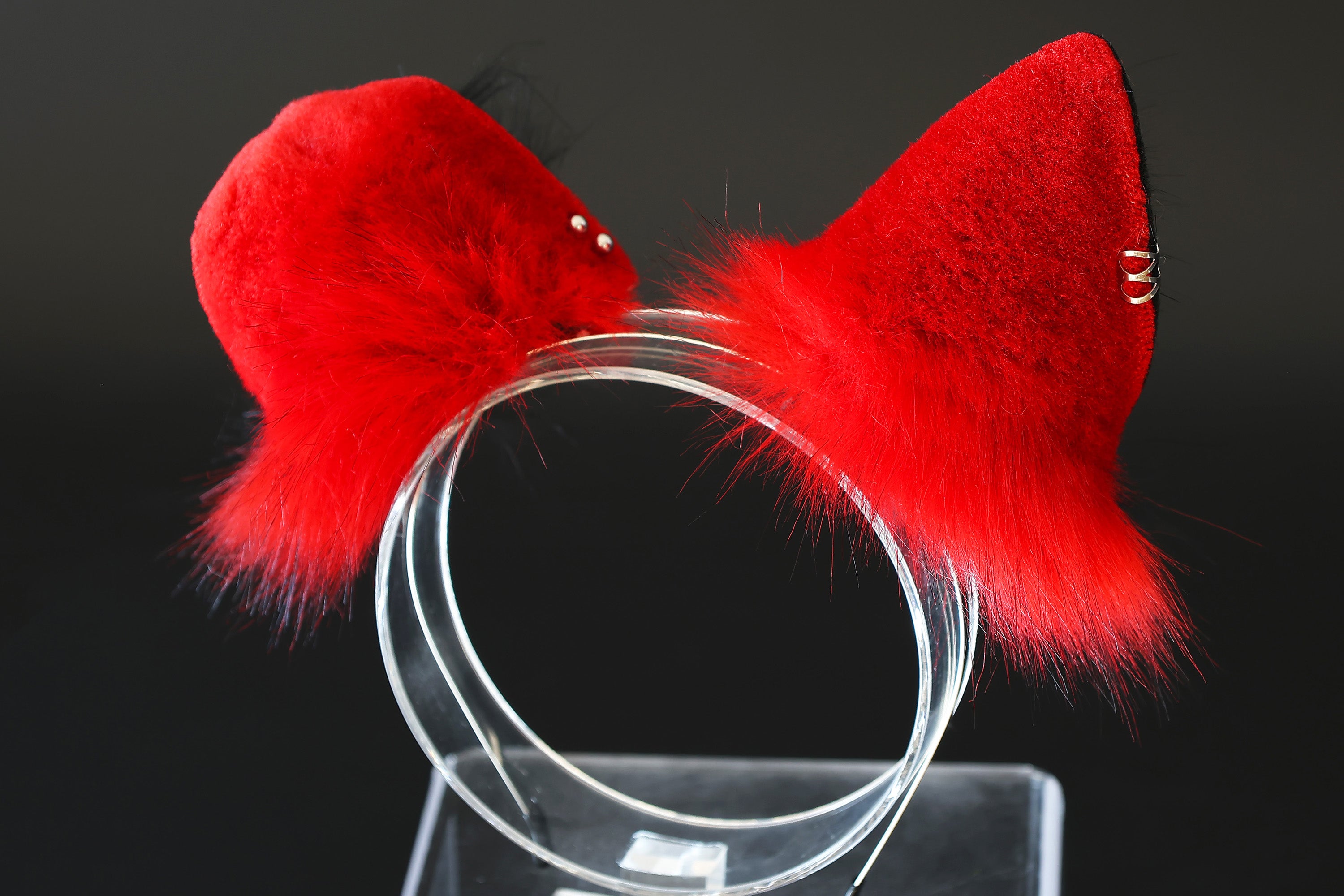 Red black faux fur shepherd dog tail and ear set Shiba Inu dog ear and tail butt plug anime cosplay therian puppy ear and tail puppy girl kemonomimi
