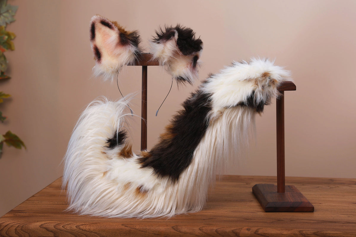 Red merle border collie dog tail and ear faux fur red border collie dog ear and tail butt plug anime cosplay therian puppy ear and tail kemonomimi