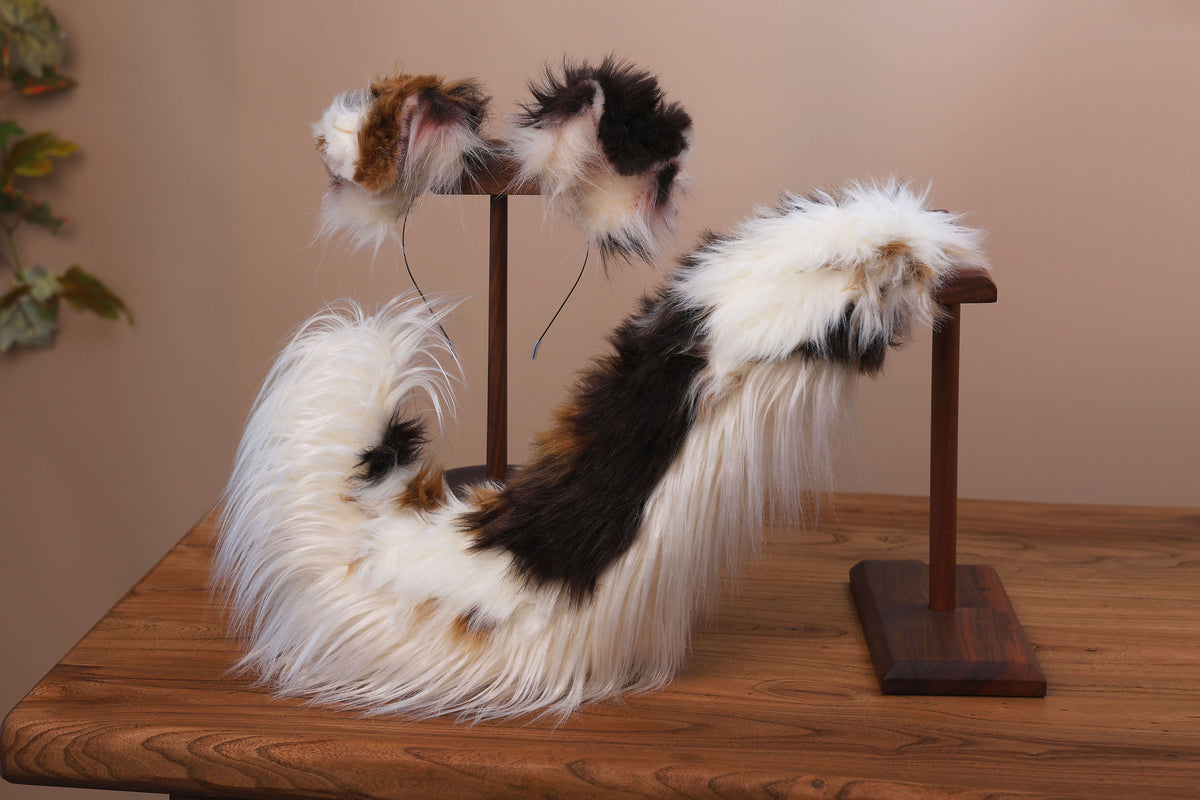 Red merle border collie dog tail and ear faux fur red border collie dog ear and tail butt plug anime cosplay therian puppy ear and tail kemonomimi