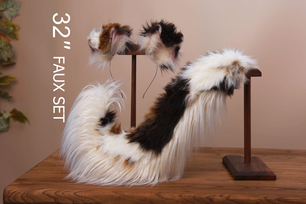 Red merle border collie dog tail and ear faux fur red border collie dog ear and tail kemonomimi anime cosplay therian puppy ear and tail butt plug