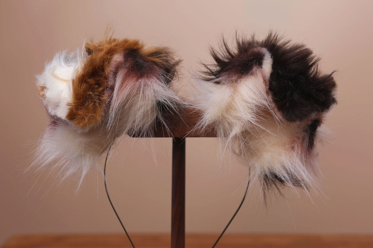 Red merle border collie dog tail and ear faux fur red border collie dog ear and tail kemonomimi anime cosplay therian puppy ear and tail butt plug