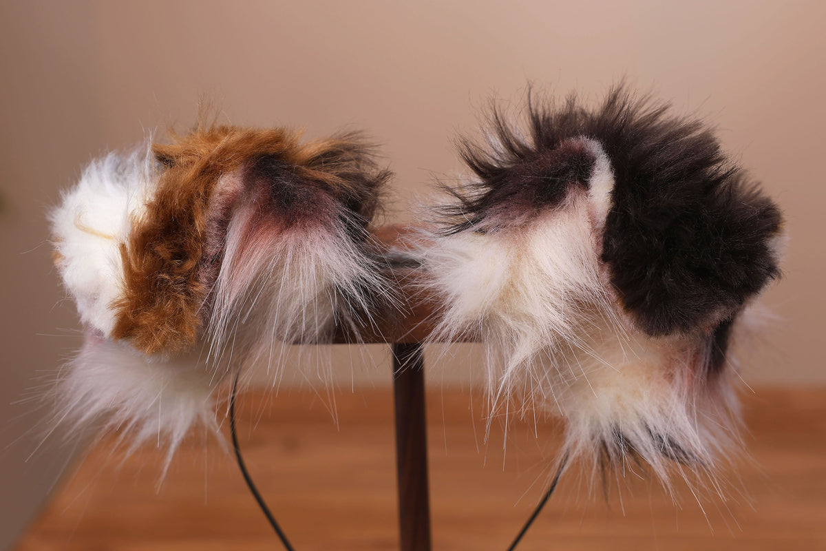 Red merle border collie dog tail and ear faux fur red border collie dog ear and tail kemonomimi anime cosplay therian puppy ear and tail butt plug