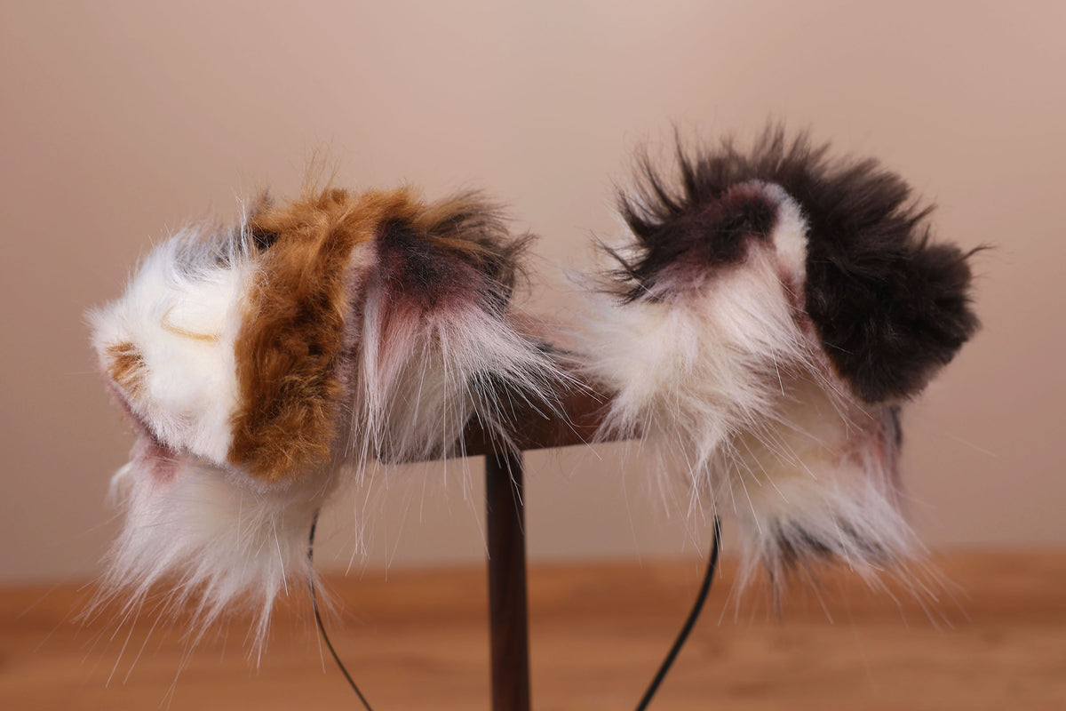 Red merle border collie dog tail and ear faux fur red border collie dog ear and tail kemonomimi anime cosplay therian puppy ear and tail butt plug