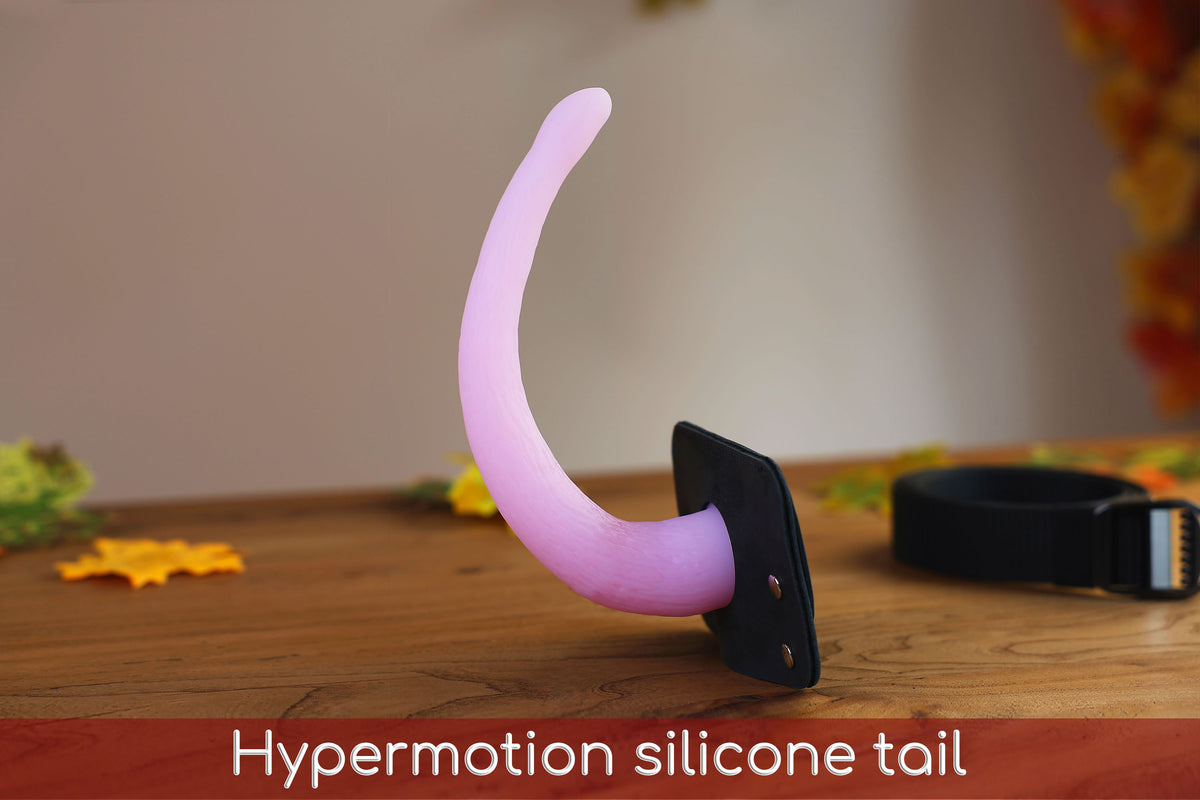 Small hypermotion tail silicone core with secure leather holster hyper motion tail wagging tail kemonomimi therian silicone core tail