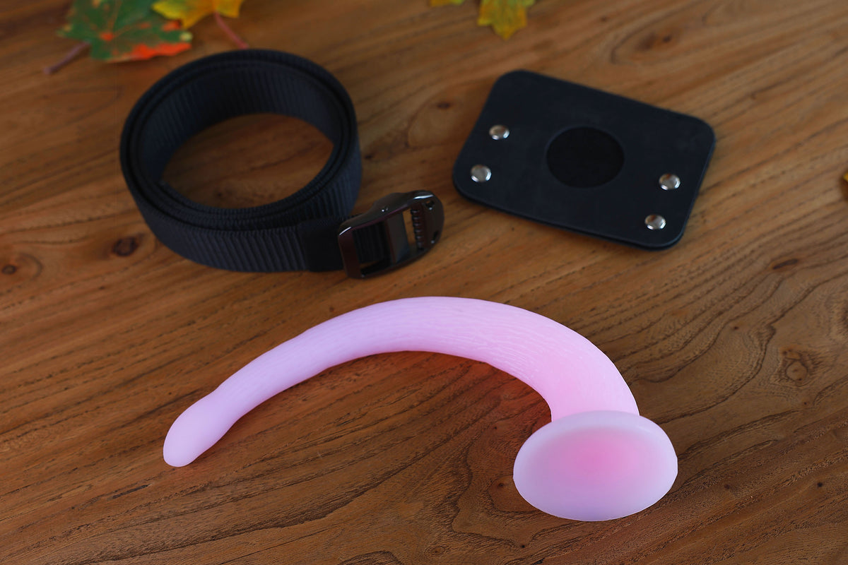 Small hypermotion tail silicone core with secure leather holster hyper motion tail wagging tail kemonomimi therian silicone core tail