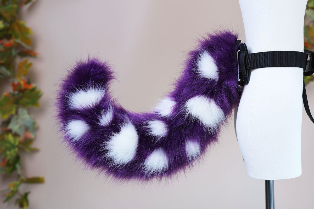 Spotted heyper motion puppy tail sleeve and ears faux fur dog sleeves for silicone base - wagging tail covers - therian dalmatian kemonomimi