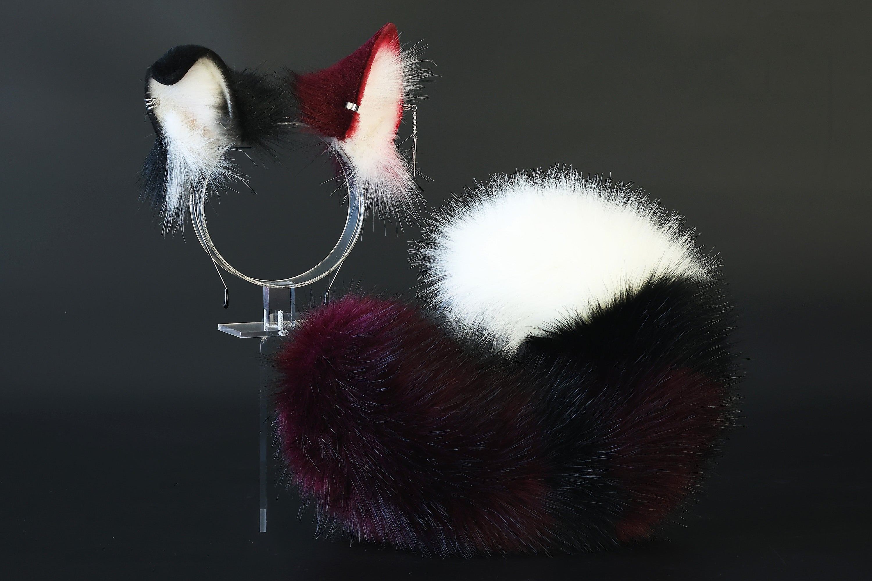 Win red puppy ear and tail plug set kemonomimi Shepherd dog ear and tail plug set Shiba Inu dog ear and tail butt plug set cosplay petplay puppy play dog therian