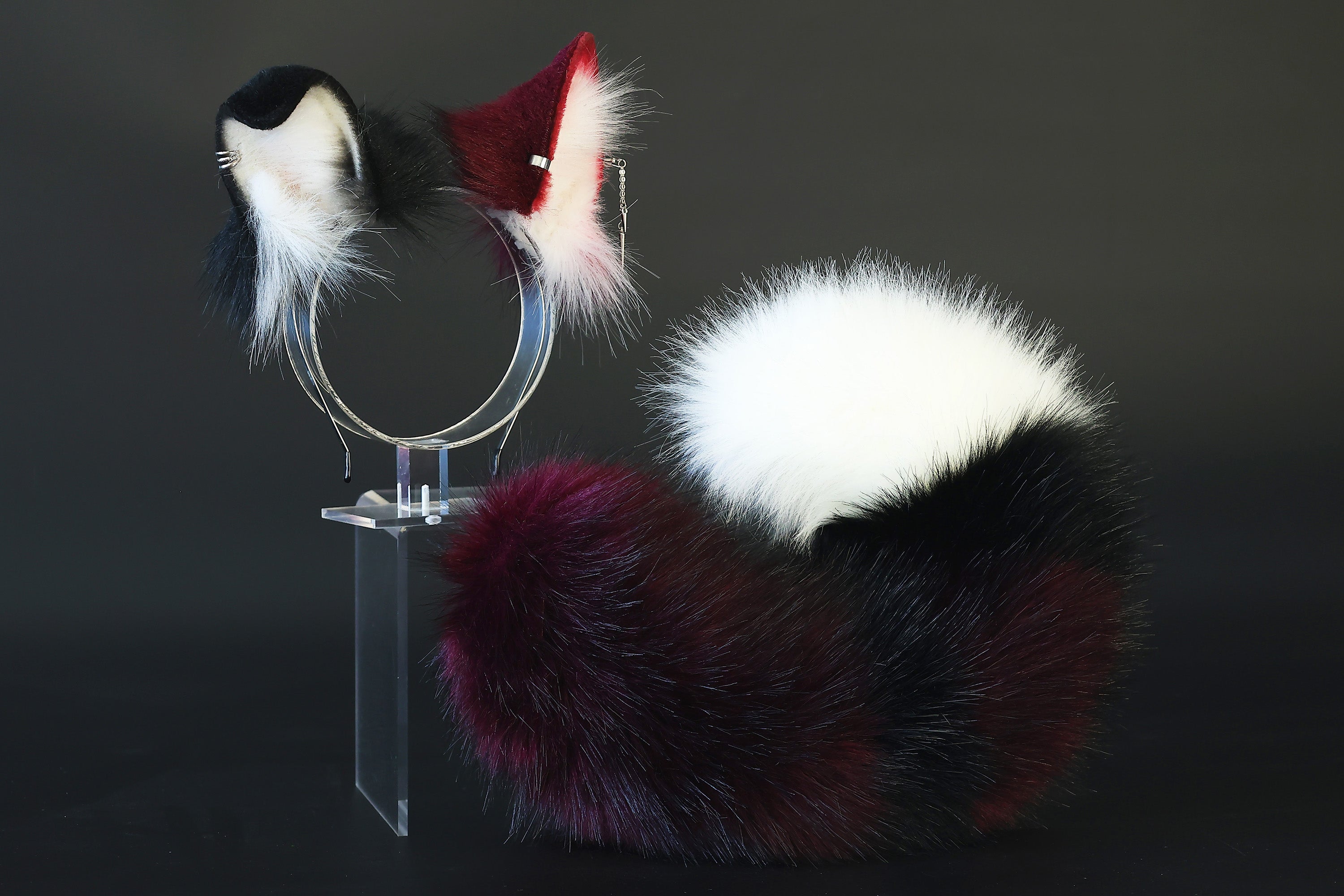 Win red puppy ear and tail plug set kemonomimi Shepherd dog ear and tail plug set Shiba Inu dog ear and tail butt plug set cosplay petplay puppy play dog therian