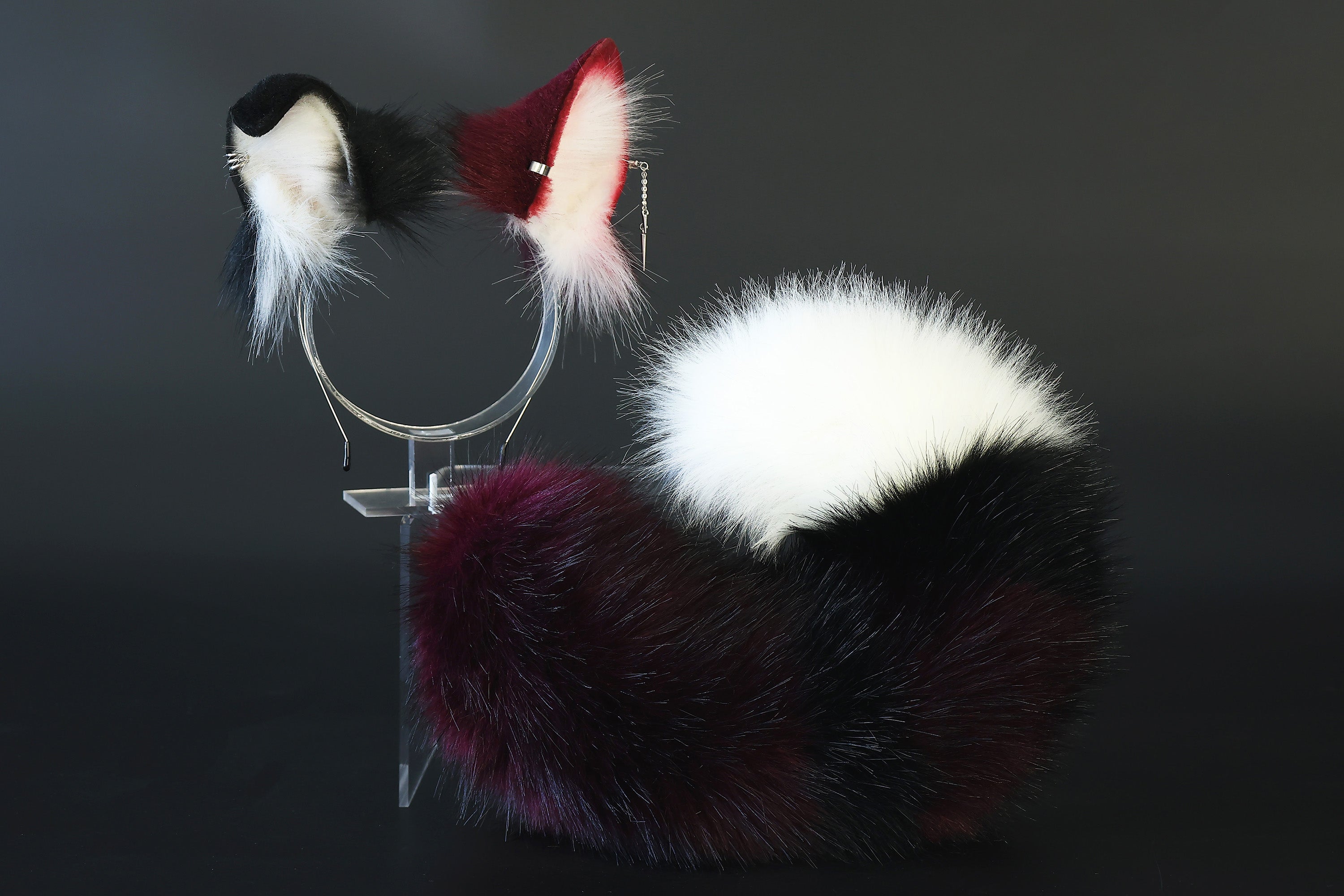 Win red puppy ear and tail plug set kemonomimi Shepherd dog ear and tail plug set Shiba Inu dog ear and tail butt plug set cosplay petplay puppy play dog therian