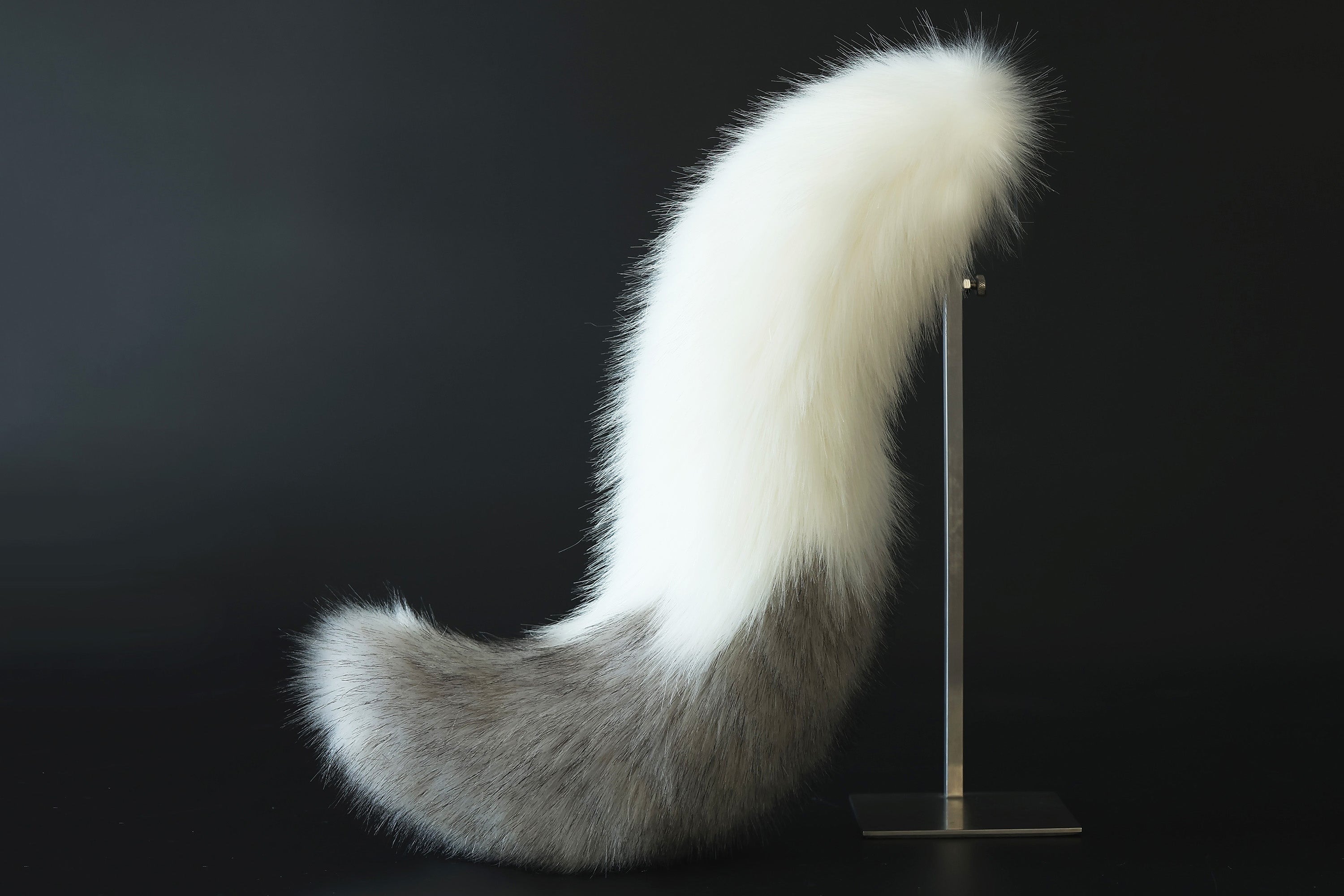 White gray realistic faux fur fox tail and ear set splicing wolf ear and tail butt plug anime cosplay therian cat ear and tail kitten tail and ears kemonomimi