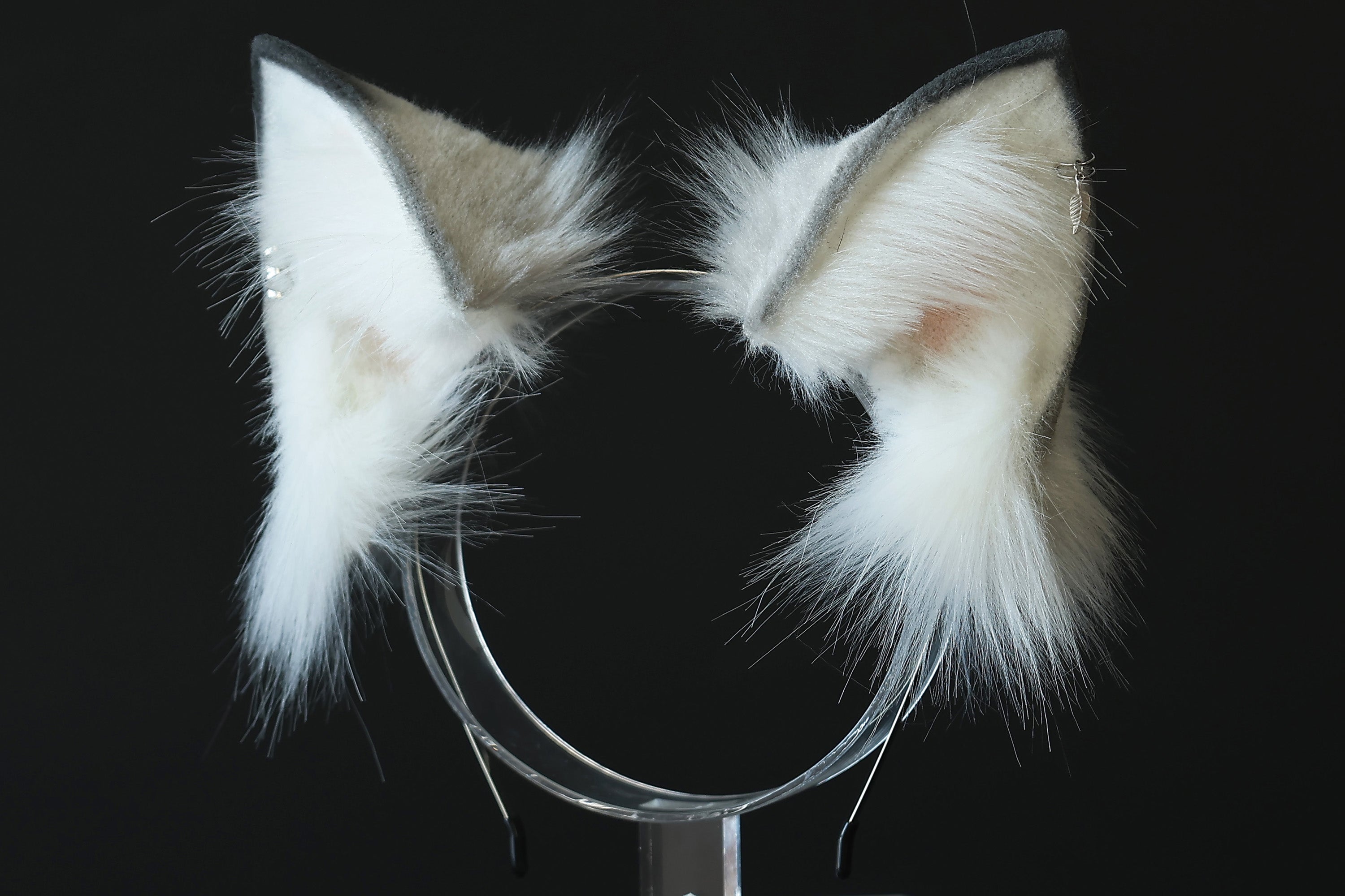 White gray realistic faux fur fox tail and ear set splicing wolf ear and tail butt plug anime cosplay therian cat ear and tail kitten tail and ears kemonomimi