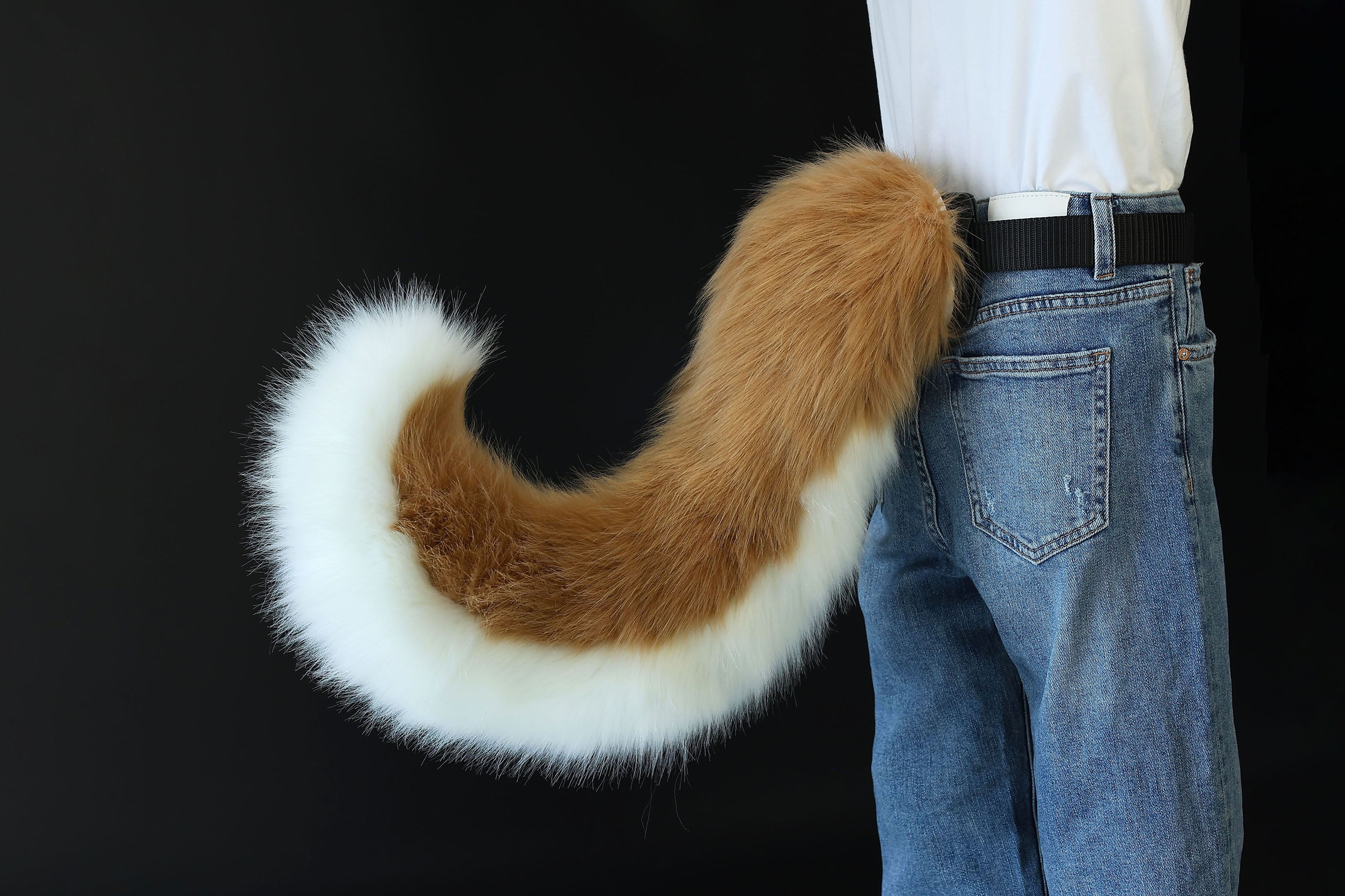 Blonde hyper motion tail sleeve for silicone core tail light tan dog hypermotion tail covers super motion tail covers puppy therian tail kemonomimi