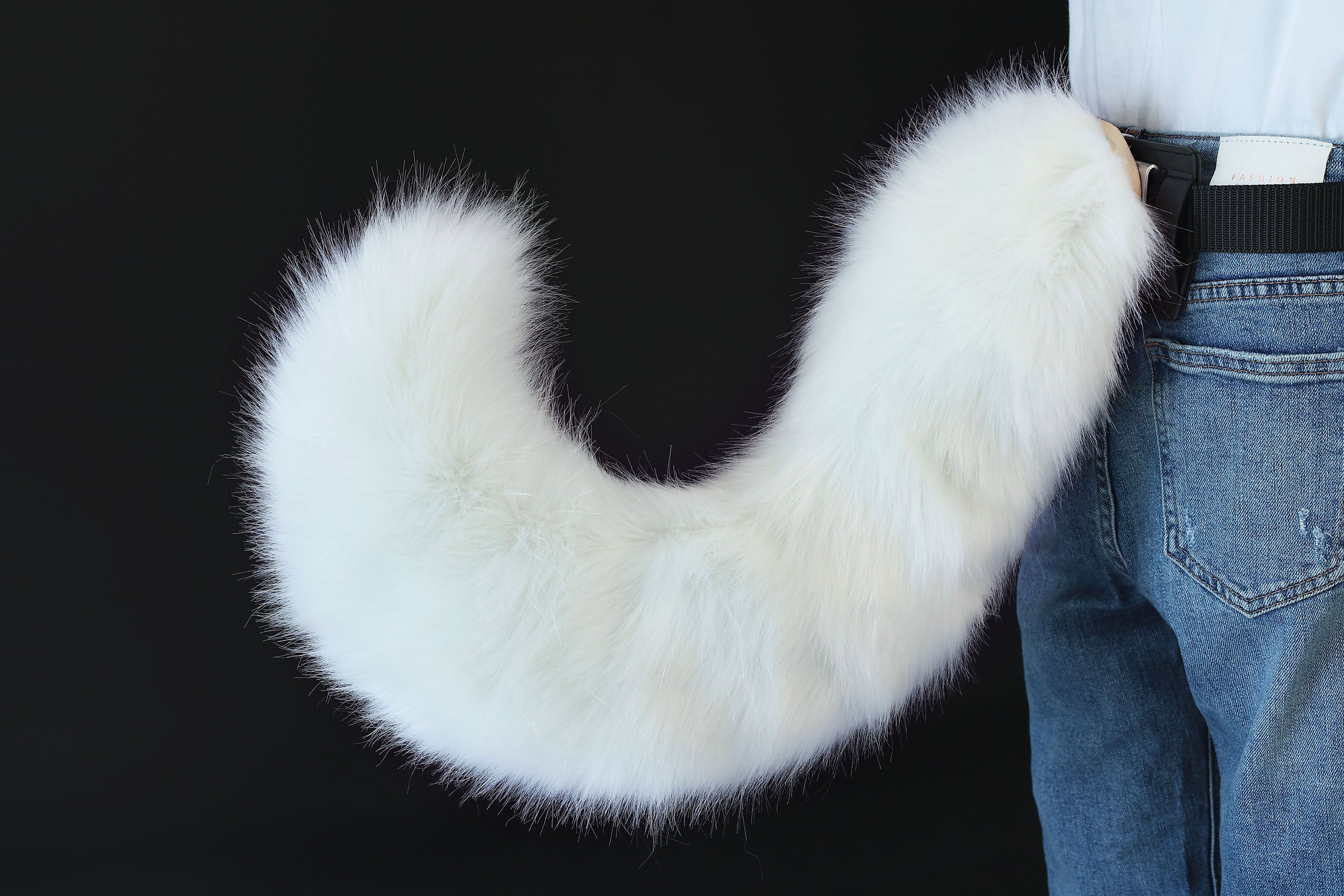 White faux fur hyper motion tail sleeve for silicone tail dog hypermotion tail covers super motion tail covers puppy therian cat kemonomimi