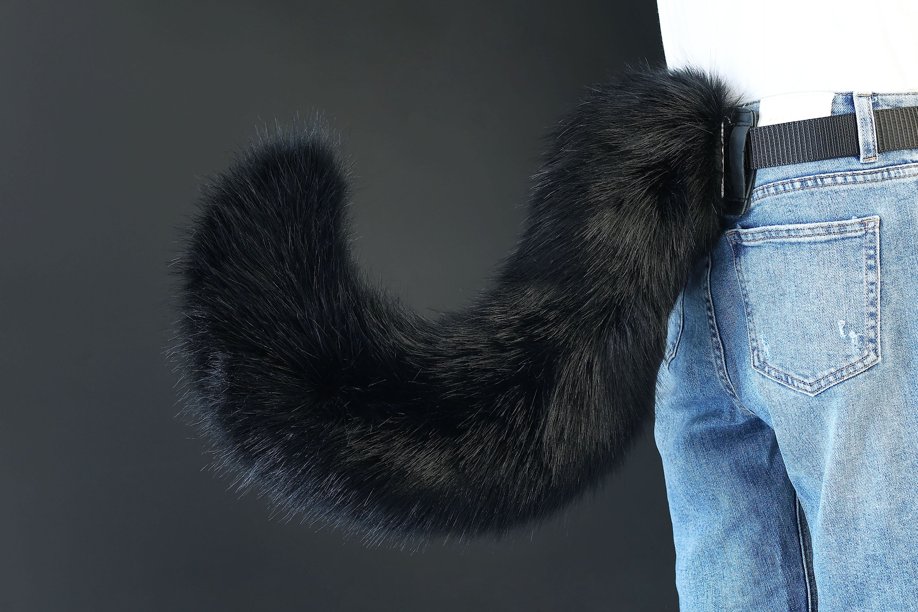 Black faux fur hyper motion tail sleeve for silicone tail dog hypermotion tail covers super motion tail covers puppy therian cat kemonomimi