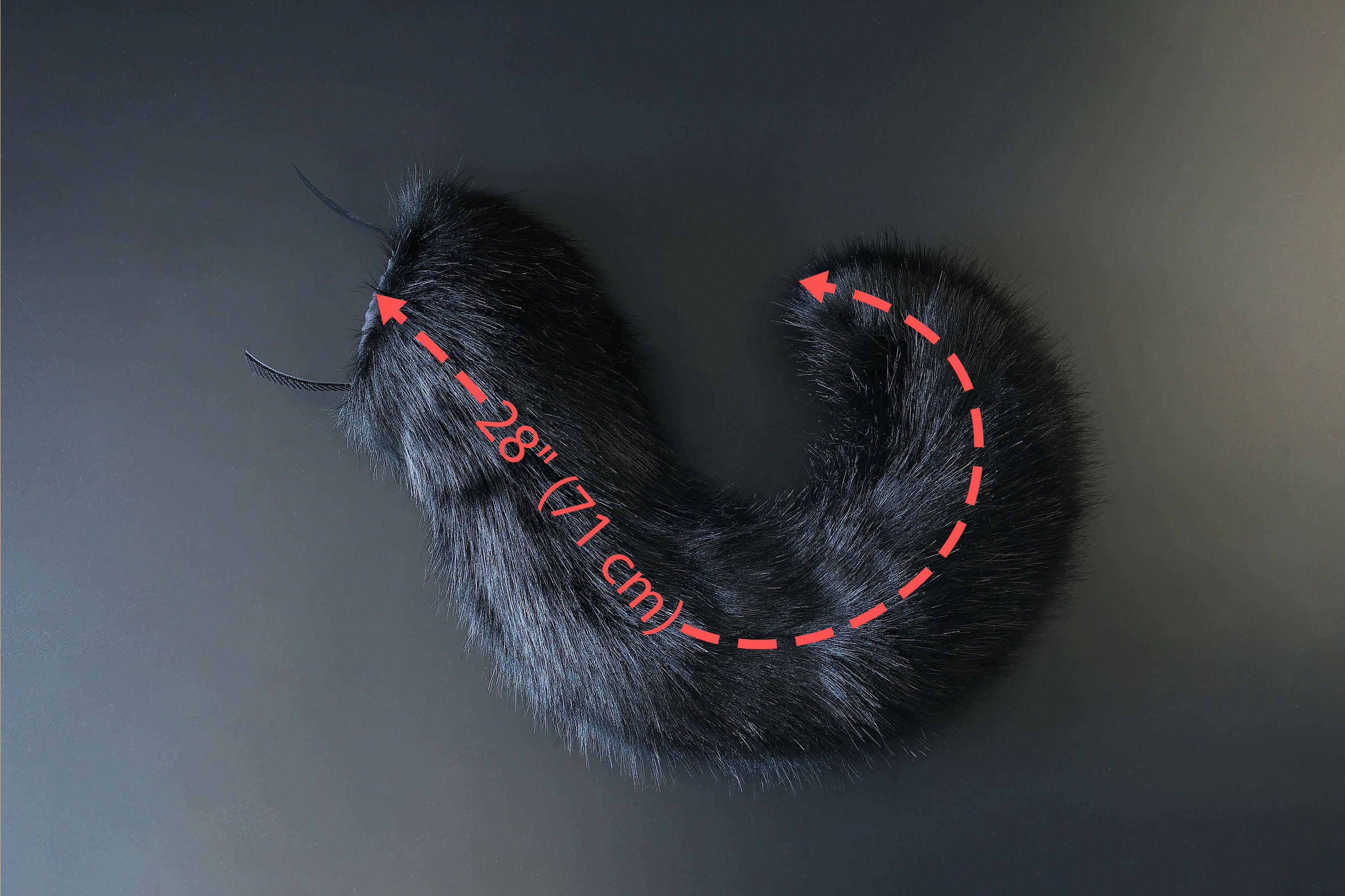 Black faux fur hyper motion tail sleeve for silicone tail dog hypermotion tail covers super motion tail covers puppy therian cat kemonomimi