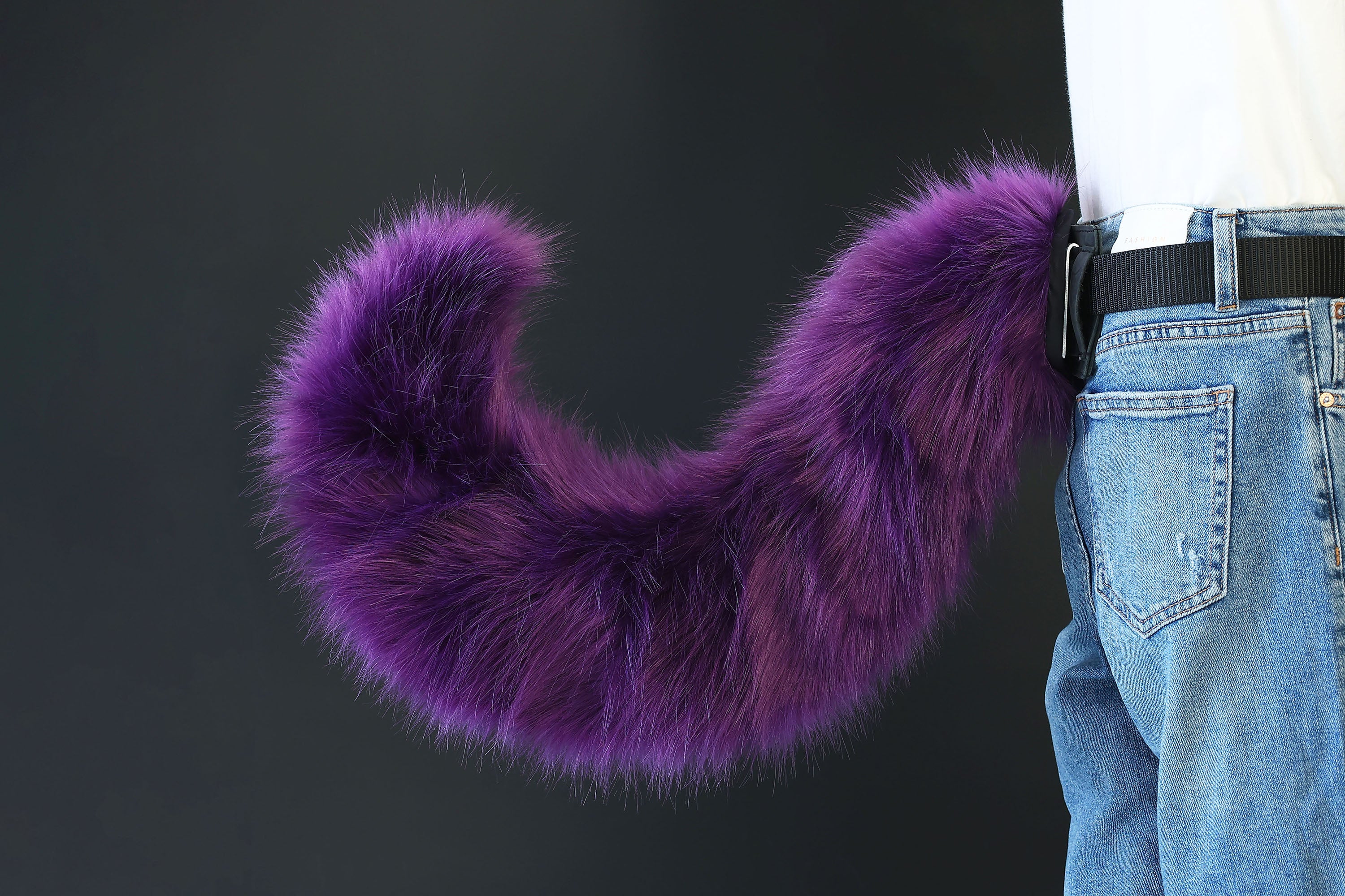 Dark purple faux fur hyper motion tail sleeve for silicone tail dog hypermotion tail covers super motion tail covers puppy therian cat kemonomimi