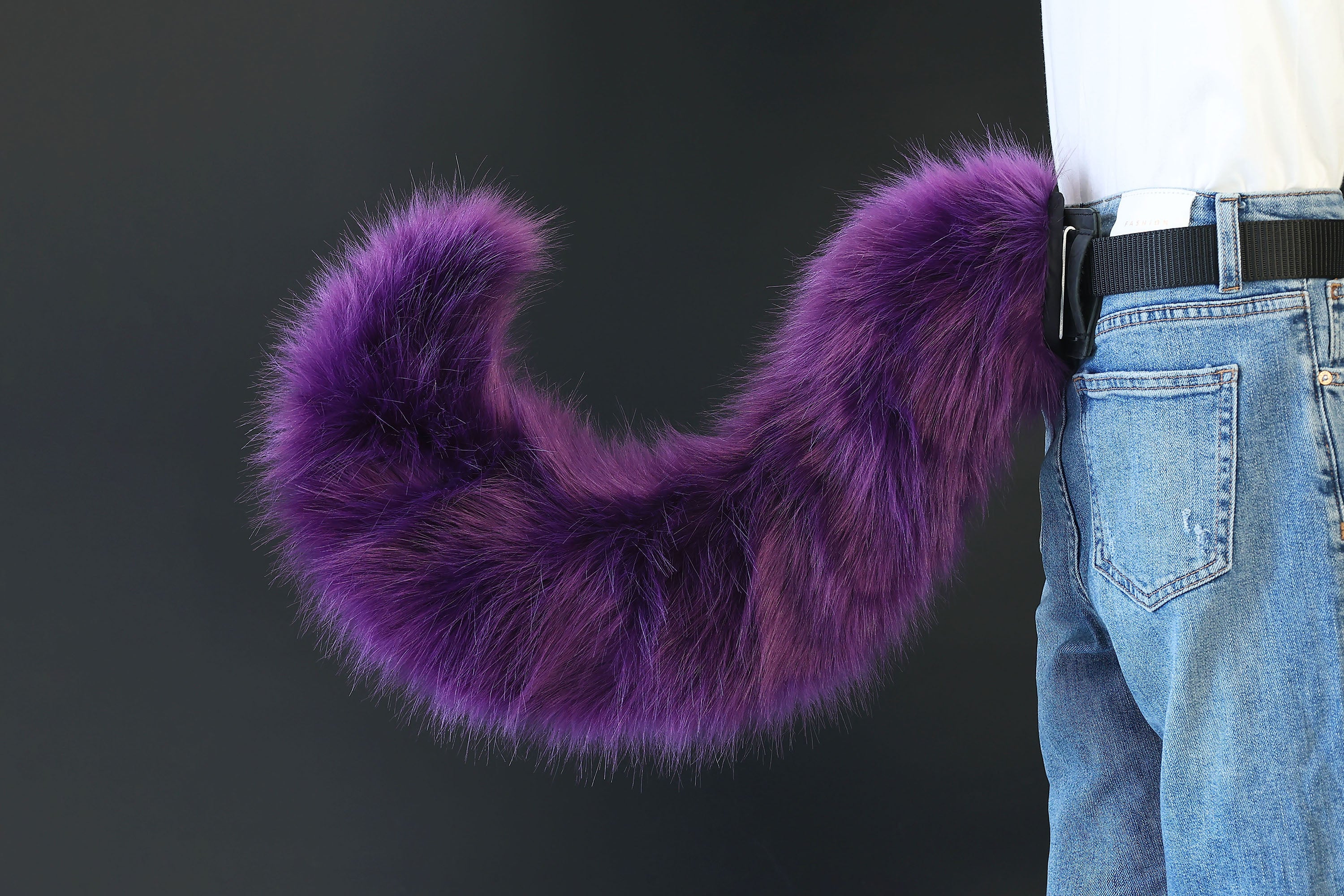 Dark purple faux fur hyper motion tail sleeve for silicone tail dog hypermotion tail covers super motion tail covers puppy therian cat kemonomimi