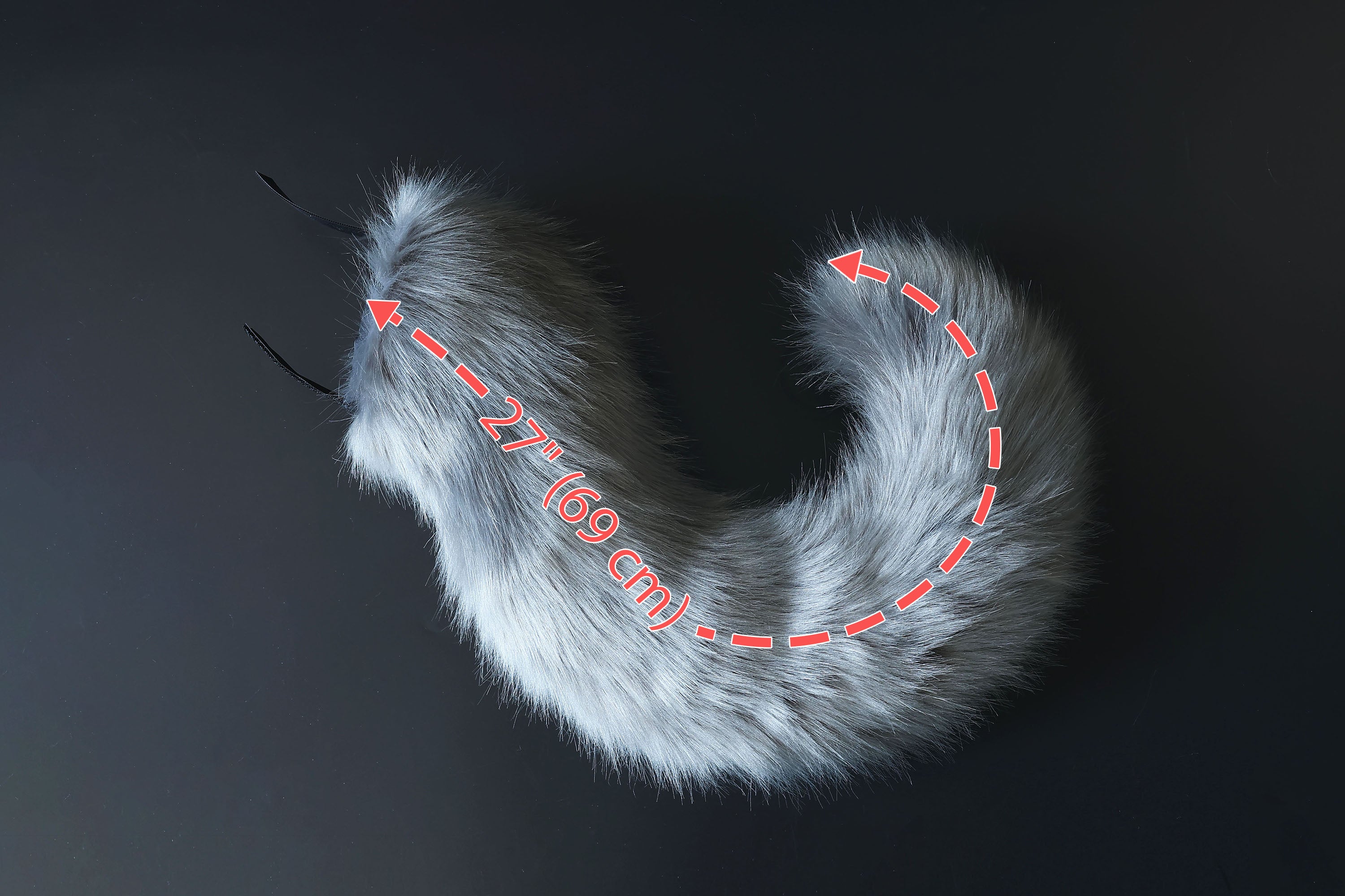 Gray faux fur hyper motion tail sleeve for silicone tail dog hypermotion tail covers super motion tail covers puppy therian cat kemonomimi