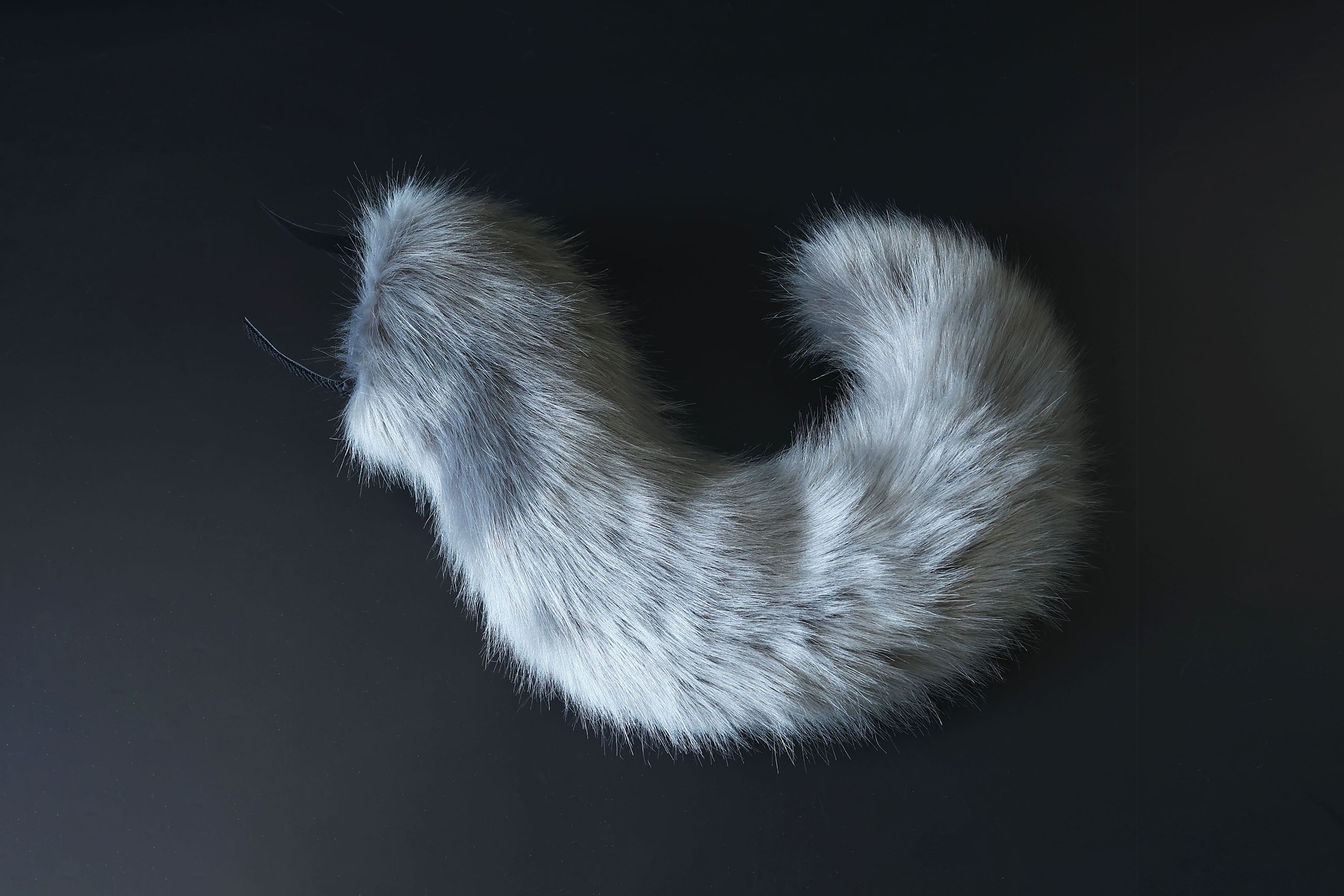Gray faux fur hyper motion tail sleeve for silicone tail dog hypermotion tail covers super motion tail covers puppy therian cat kemonomimi