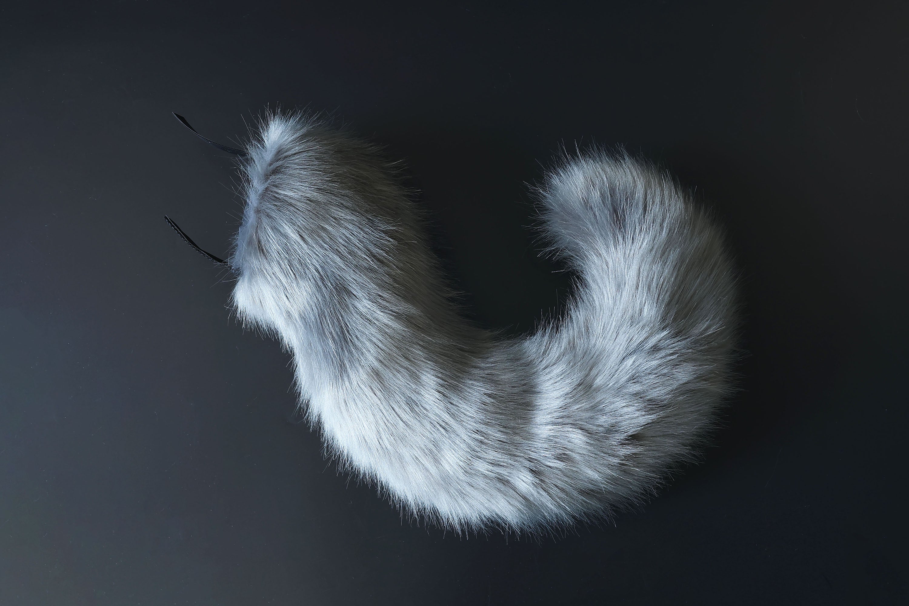 Gray faux fur hyper motion tail sleeve for silicone tail dog hypermotion tail covers super motion tail covers puppy therian cat kemonomimi