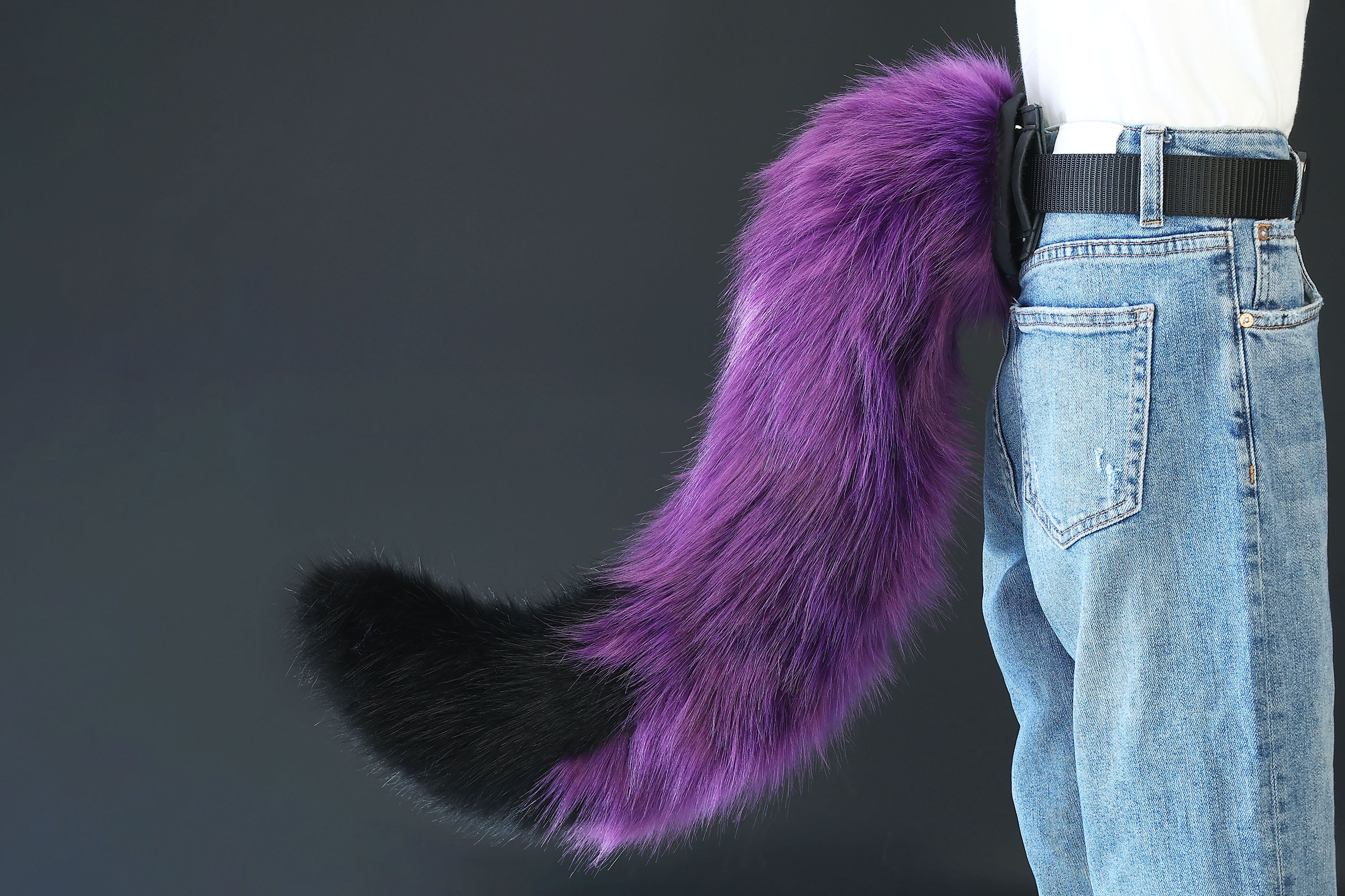 Purple black fox hyper motion tail sleeve wolf hypermotion tail covers super motion wolf tail covers fox therian  cat tail sleeve kemonomimi kitten