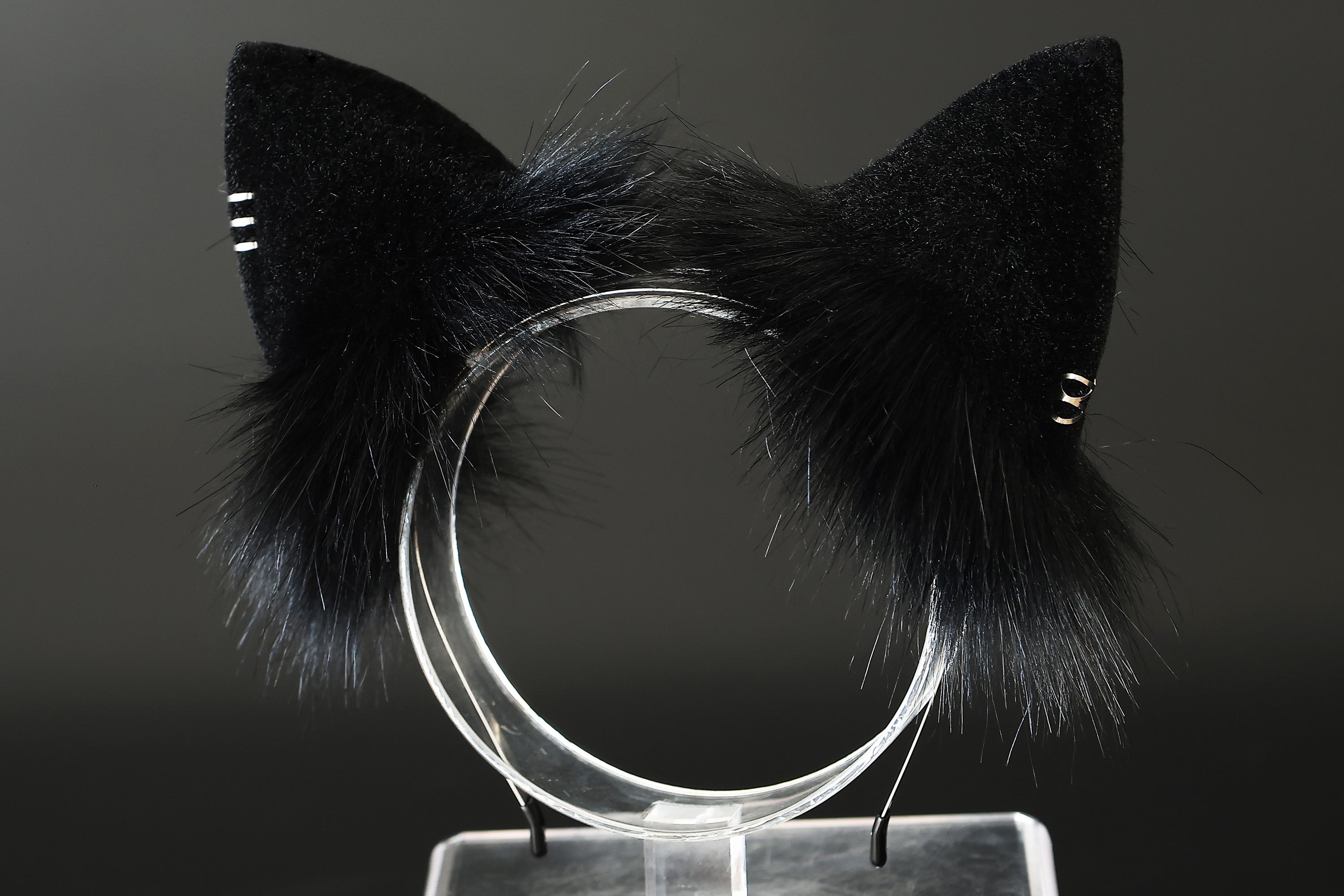 Realistic black faux fur cat ears and tail butt plug kitten ears and tail kittenplay anime cosplay petplay ear and tail kitten kemonomimi cat therian