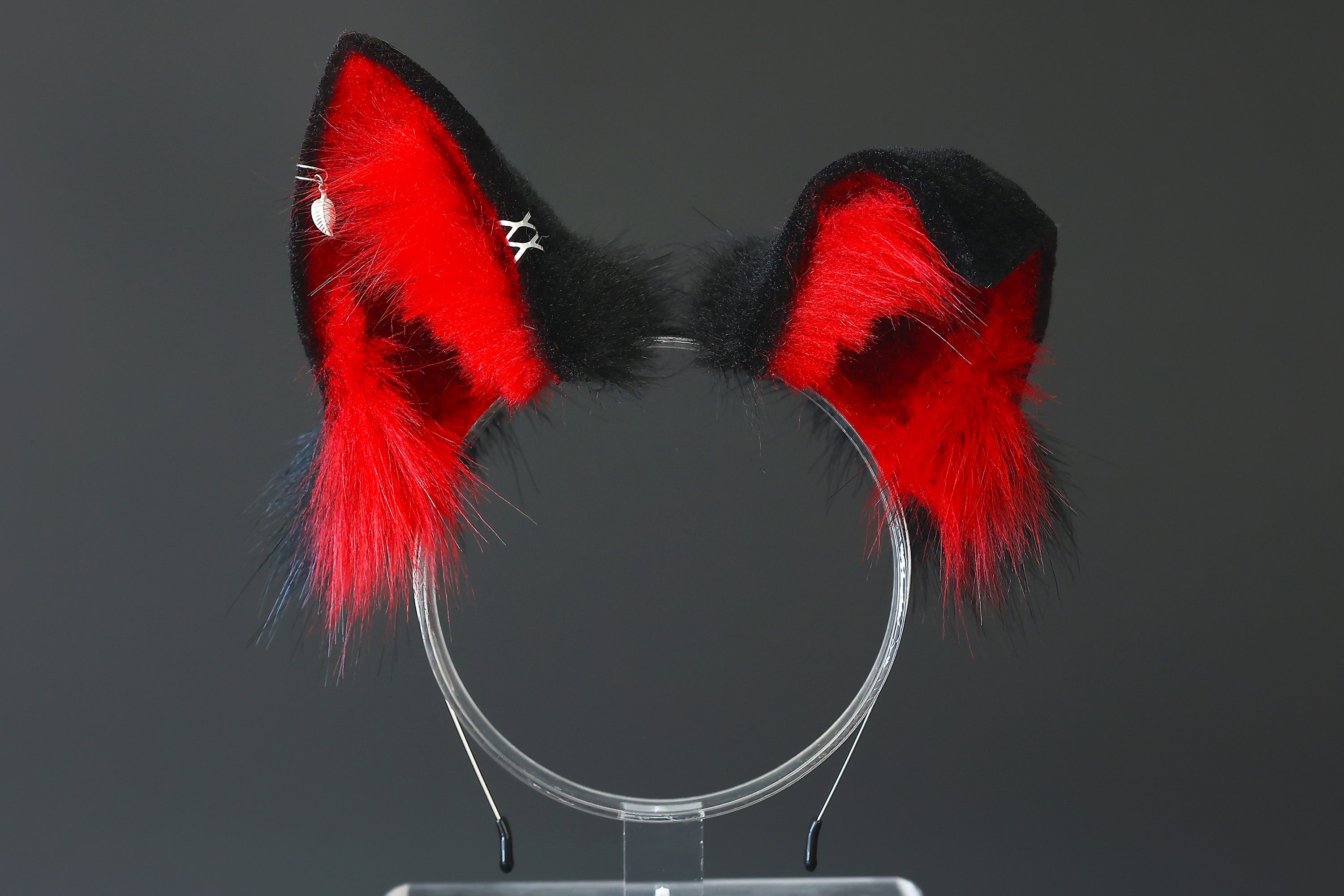 Black red husk puppy ear and tail dog kemonomimi faux fur shepherd dog tail and ear Shiba Inu puppy ear and tail plug animal cosplay puppy play halloween gift