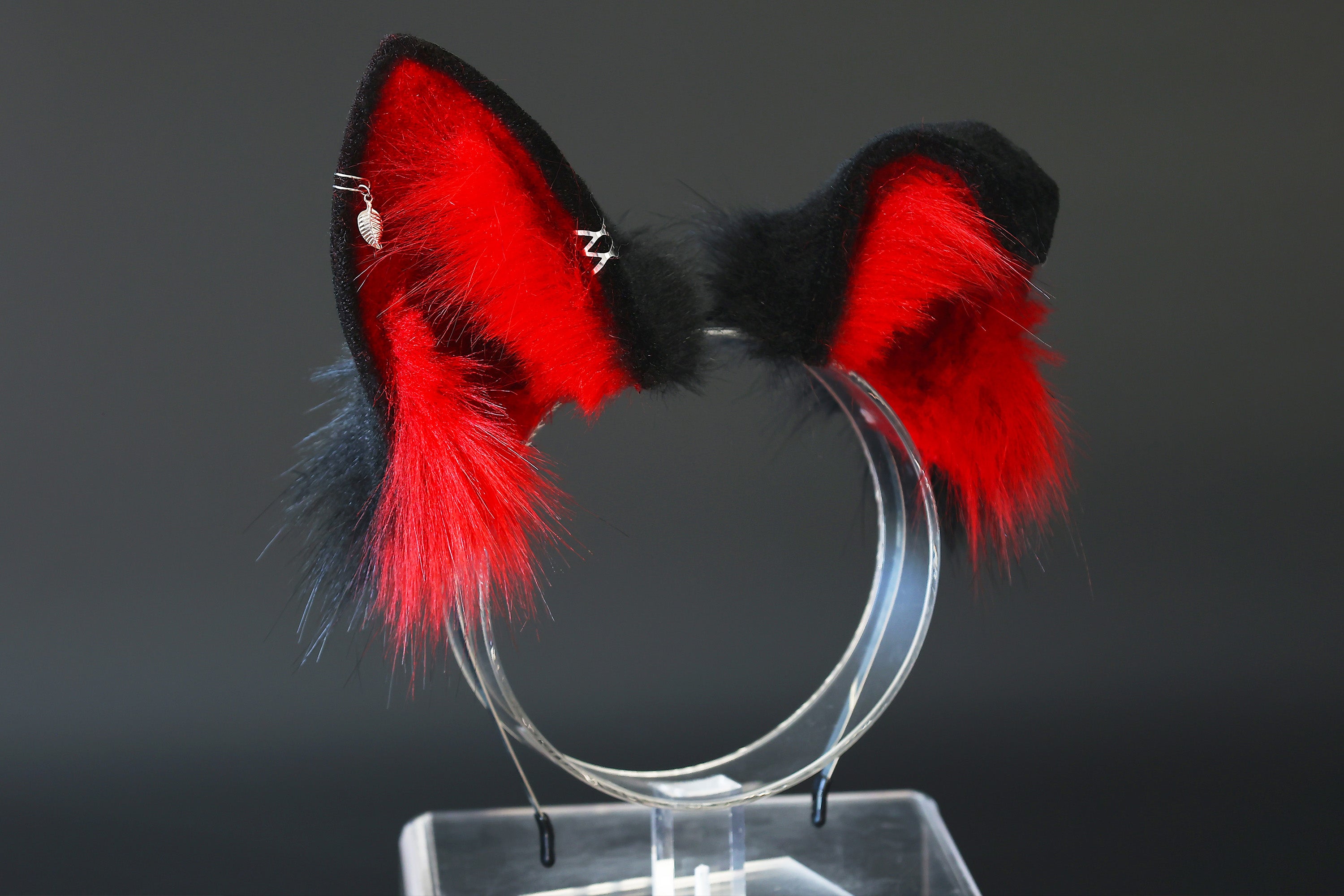 Black red husk puppy ear and tail dog kemonomimi faux fur shepherd dog tail and ear Shiba Inu puppy ear and tail plug animal cosplay puppy play halloween gift