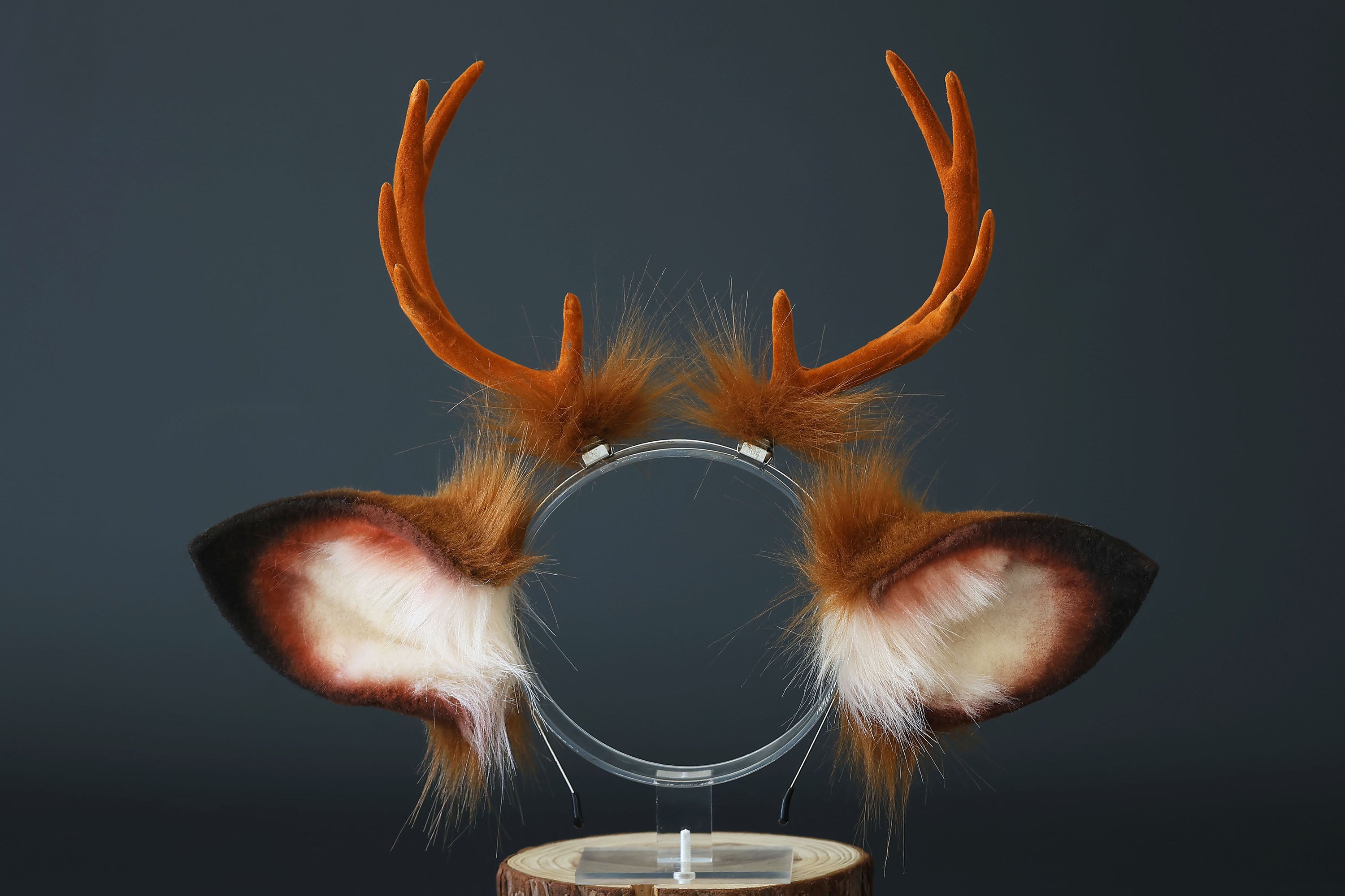 Faux fur deer ear and tail kemonomimi deer ear headband with antlers elk ear and tail butt plug anime cosplay fawn furry deer therian kenomomimi gift