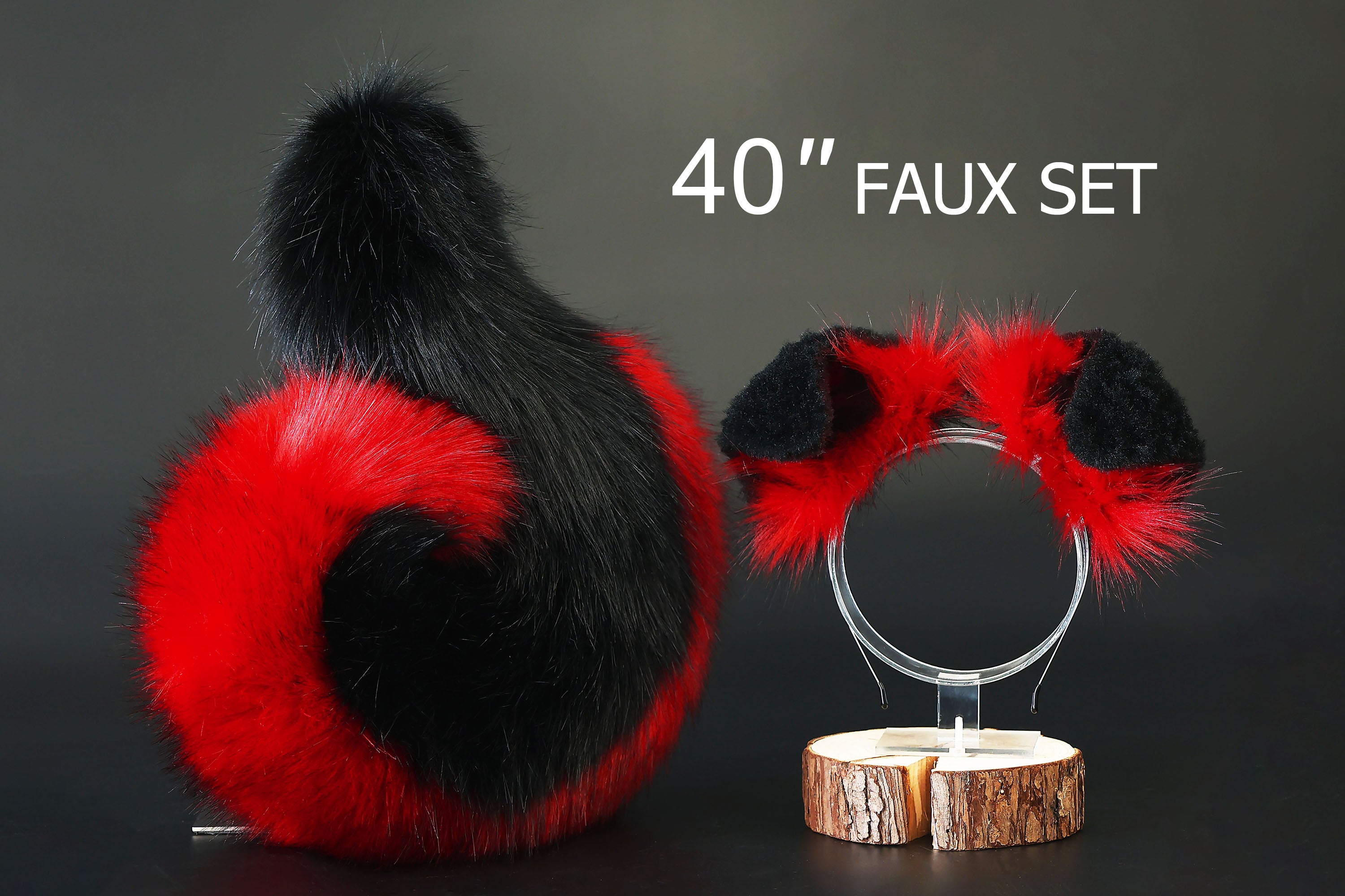 Red black puppy ear and tail plug set kemonomimi Shepherd dog ear and tail plug set Shiba Inu dog ear and tail butt plug set cosplay petplay puppy play