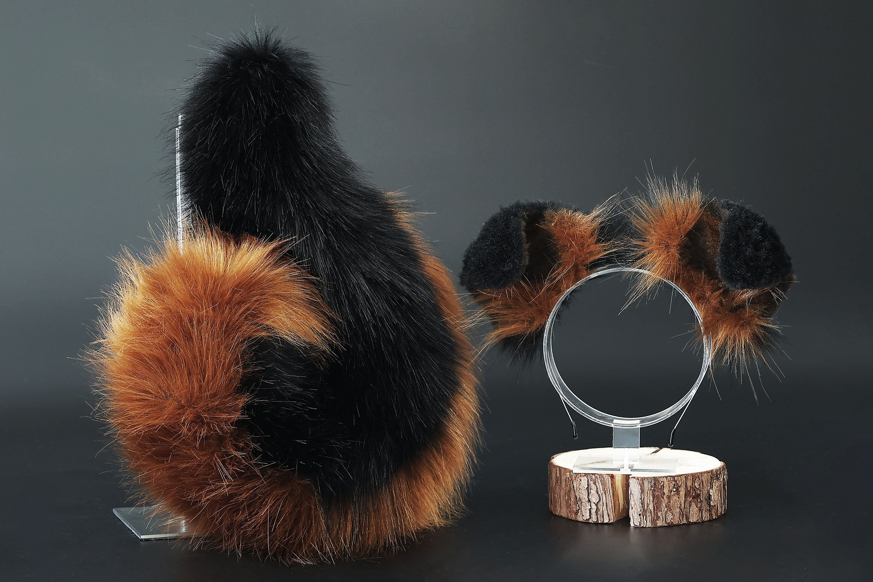 Black brown puppy ear and tail plug set kemonomimi Shepherd dog ear and tail plug set Shiba Inu dog ear and tail butt plug set cosplay petplay puppy play