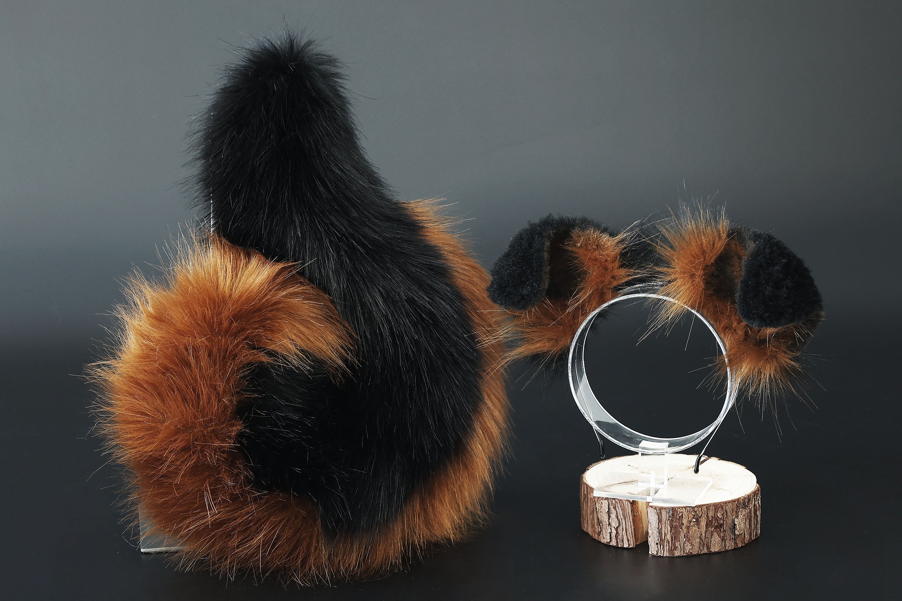 Black brown puppy ear and tail plug set kemonomimi Shepherd dog ear and tail plug set Shiba Inu dog ear and tail butt plug set cosplay petplay puppy play