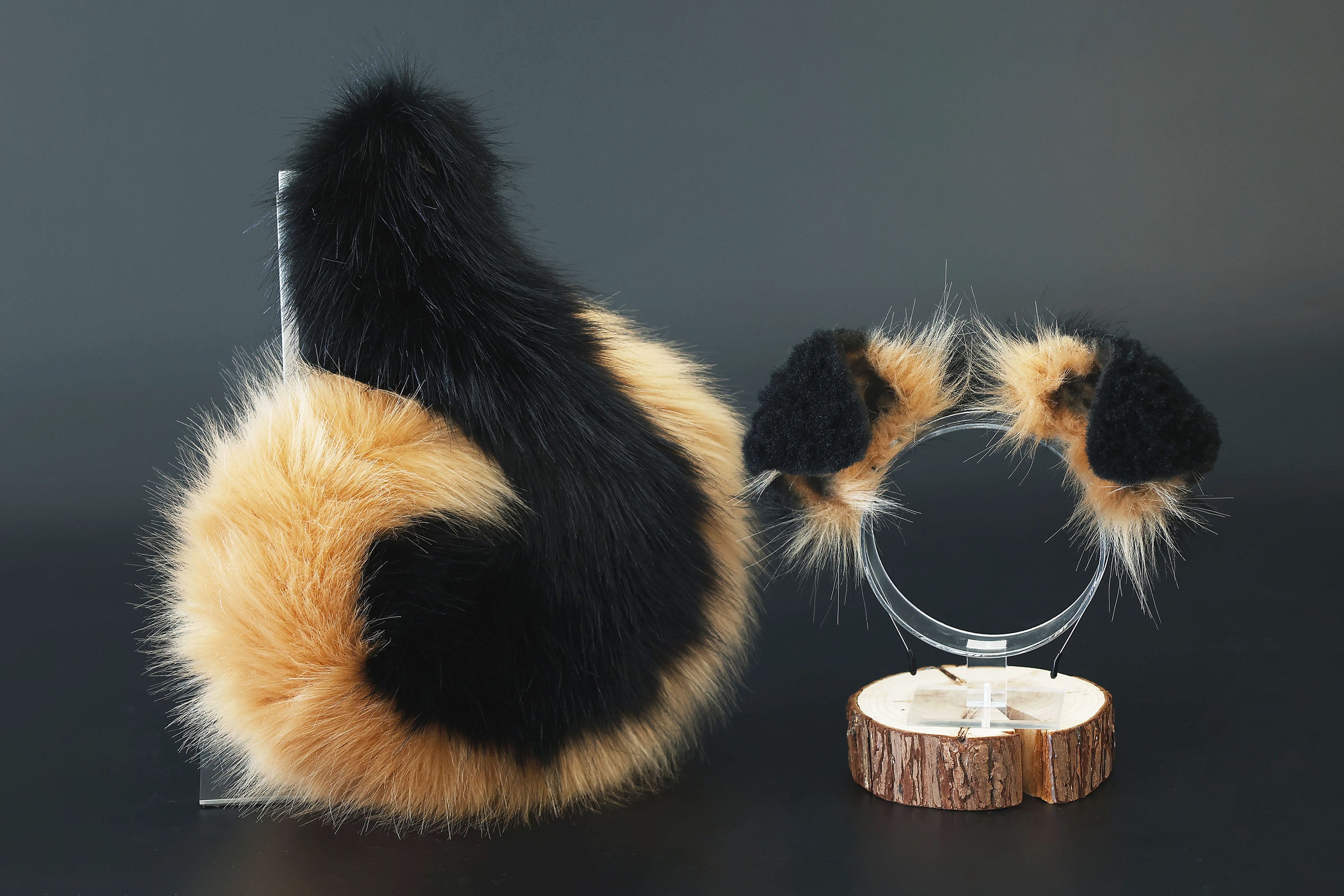 Black Blonde puppy ear and tail plug set kemonomimi Shepherd dog ear and tail plug set Shiba Inu dog ear and tail butt plug set cosplay petplay puppy play