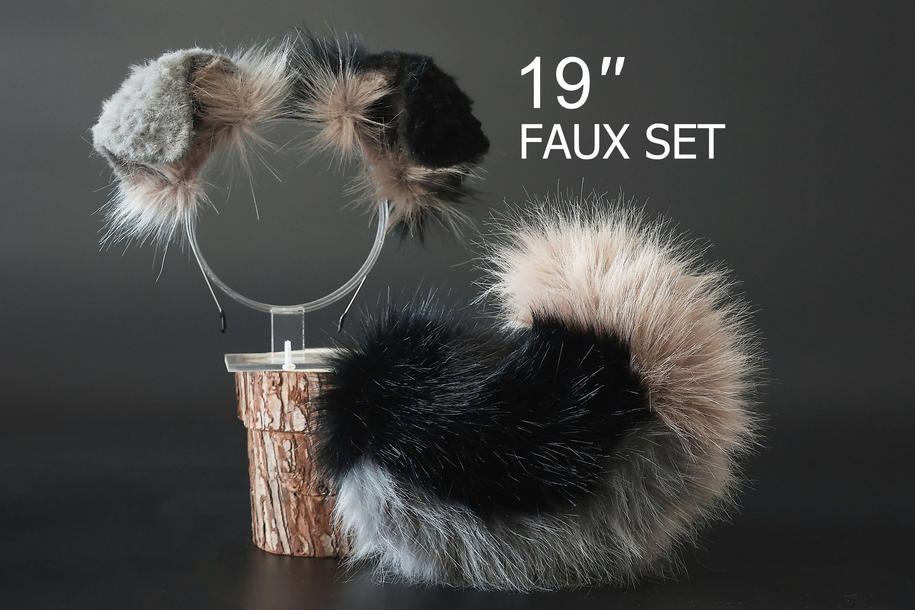 Gray black faux fur shepherd dog tail and ear Shiba Inu dog ear and tail butt plug dog therian animal cosplay puppy ear and tail puppy kemonomimi gift