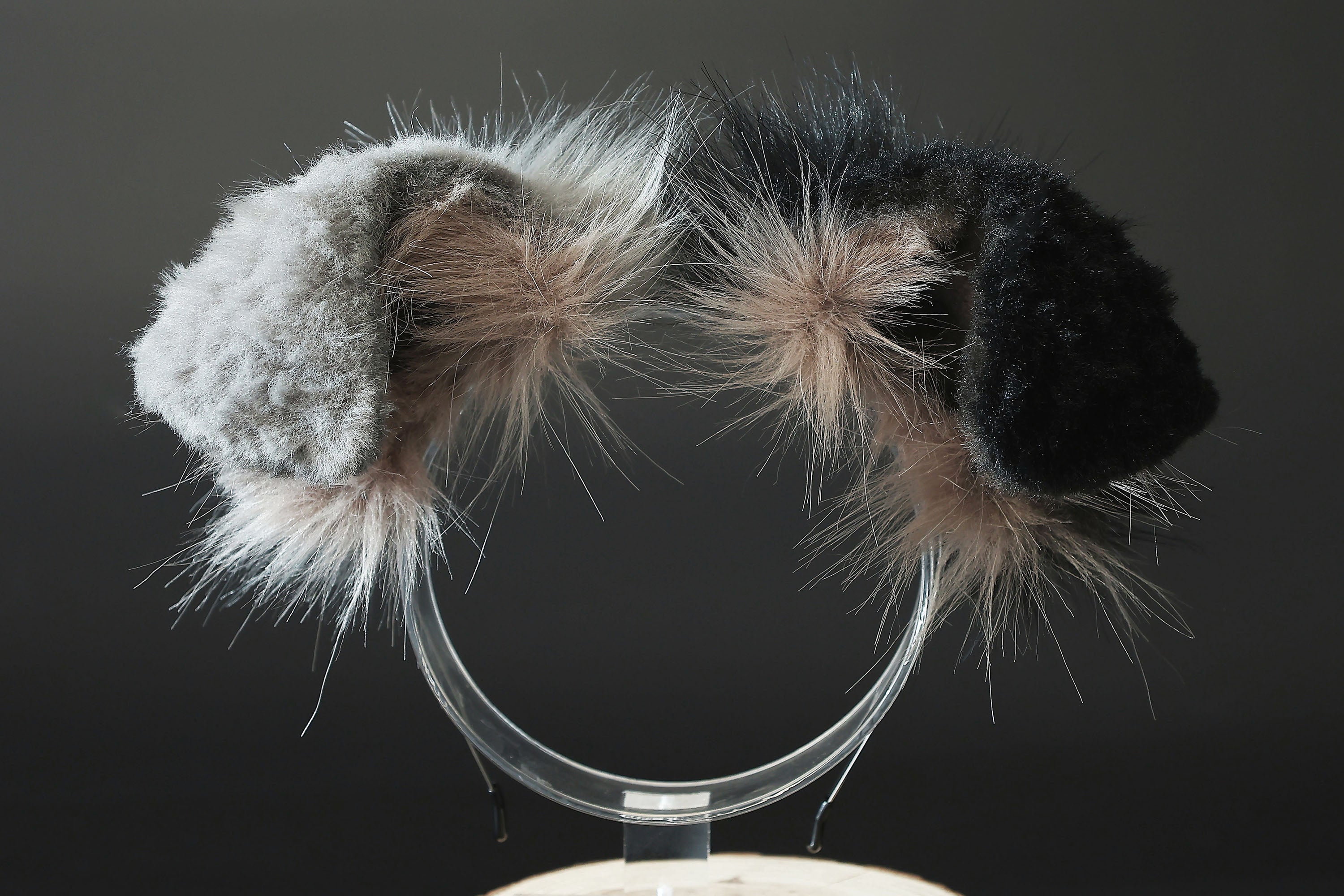 Gray black faux fur shepherd dog tail and ear Shiba Inu dog ear and tail butt plug dog therian animal cosplay puppy ear and tail puppy kemonomimi gift