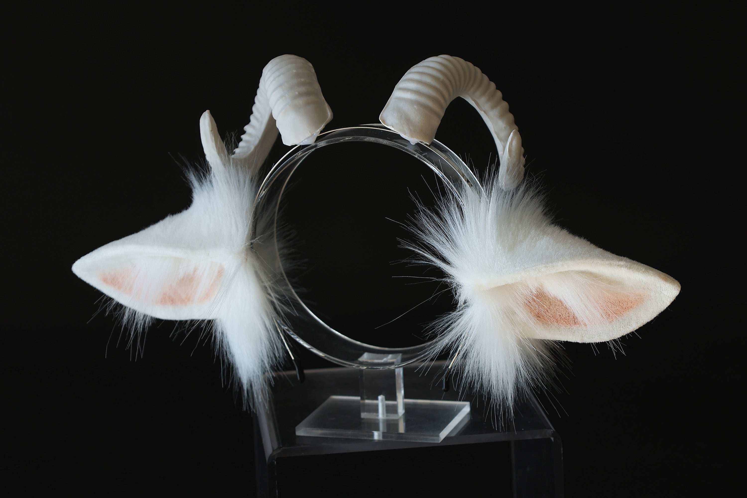 faux fur white sheep ear and tail plug set neko cosplay anime cosplay neko ear and tail kitten play sheep tail butt plug and ear set