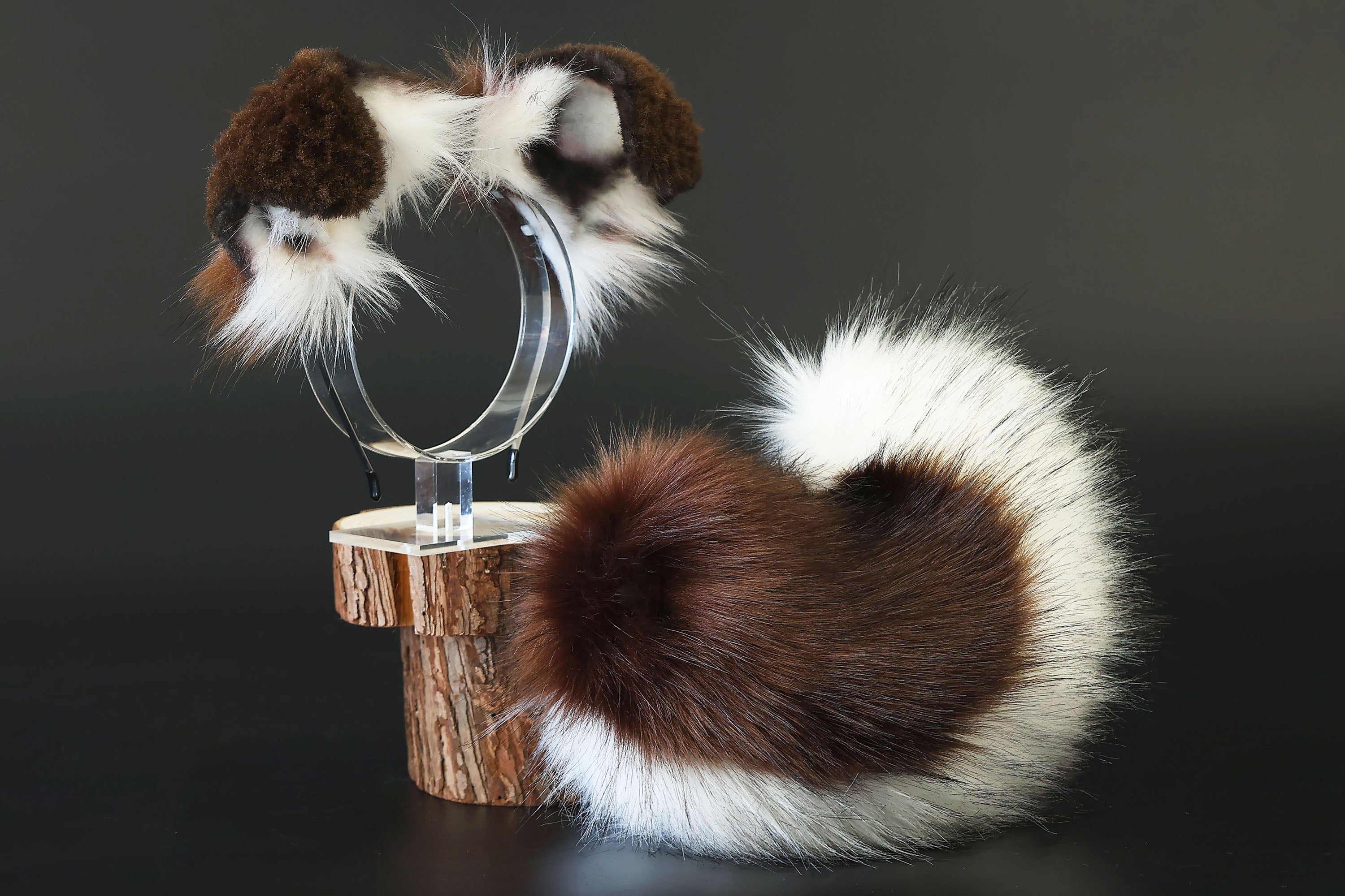 Brown white puppy ear and tail kemonomimi Shepherd dog ear and tail butt plug Shiba Inu dog ear and tail butt plug set cosplay petplay puppy play dog therian