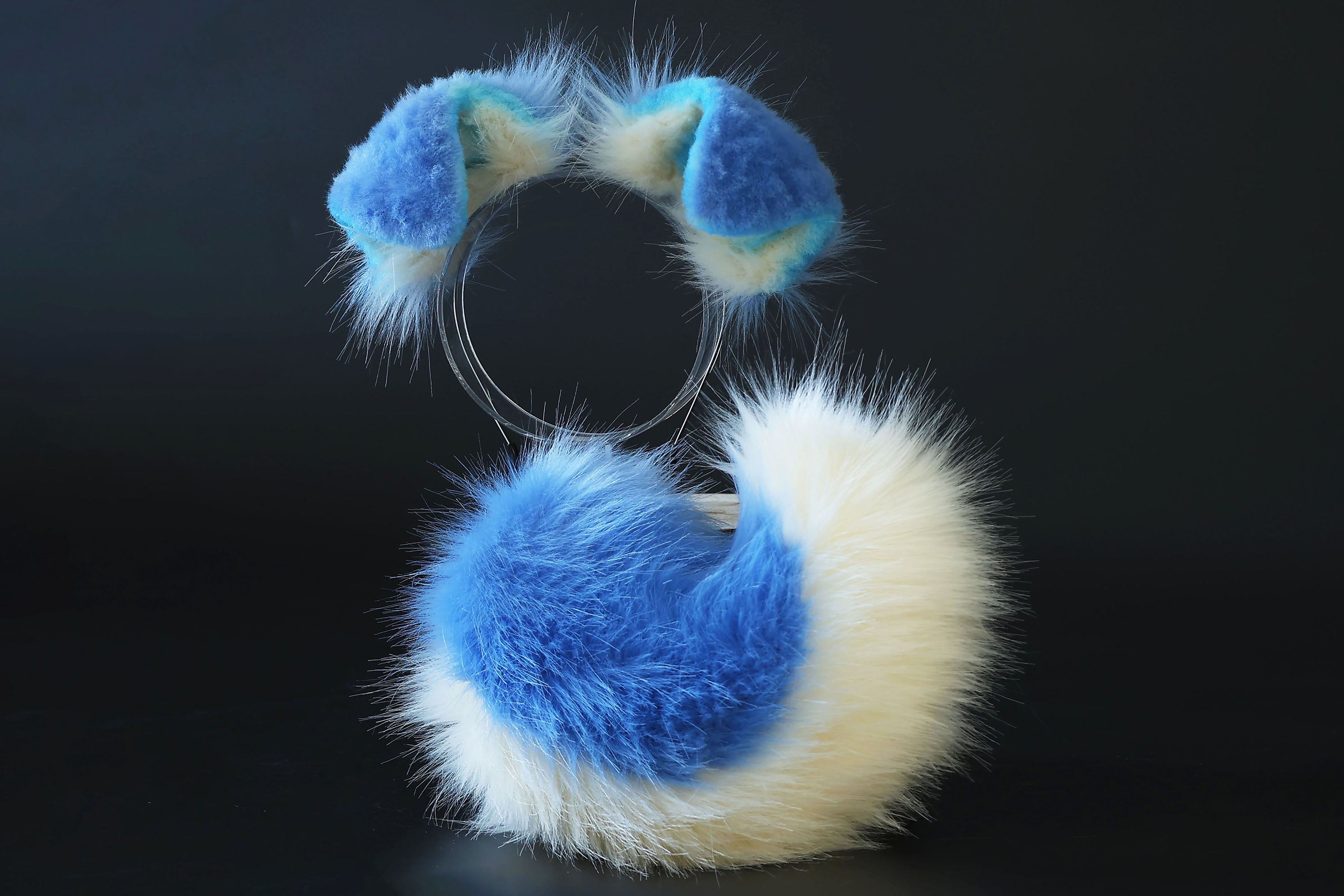 Blue puppy ear and tail kemonomimi Shepherd dog ear and tail butt plug Shiba Inu dog ear and tail butt plug set cosplay petplay puppy play dog therian